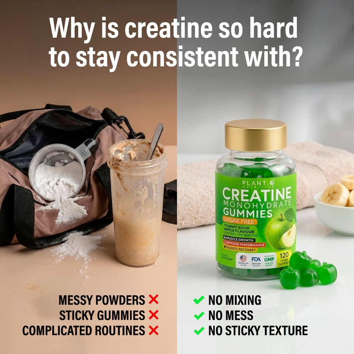PLANT.O NUTRITION Creatine Monohydrate Capsules 60 Count