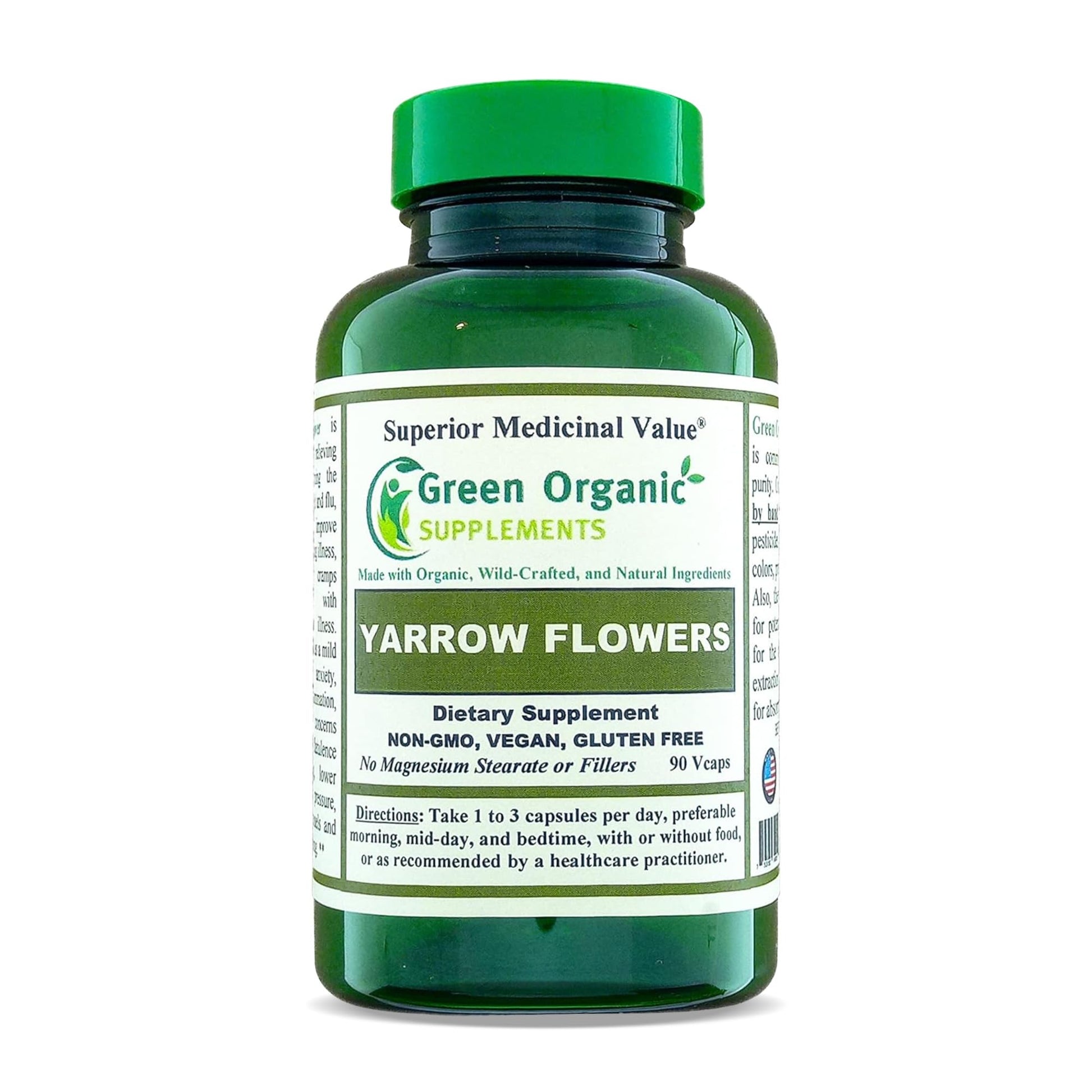 Green Organic Supplements Yarrow Flower Capsules 90 Count