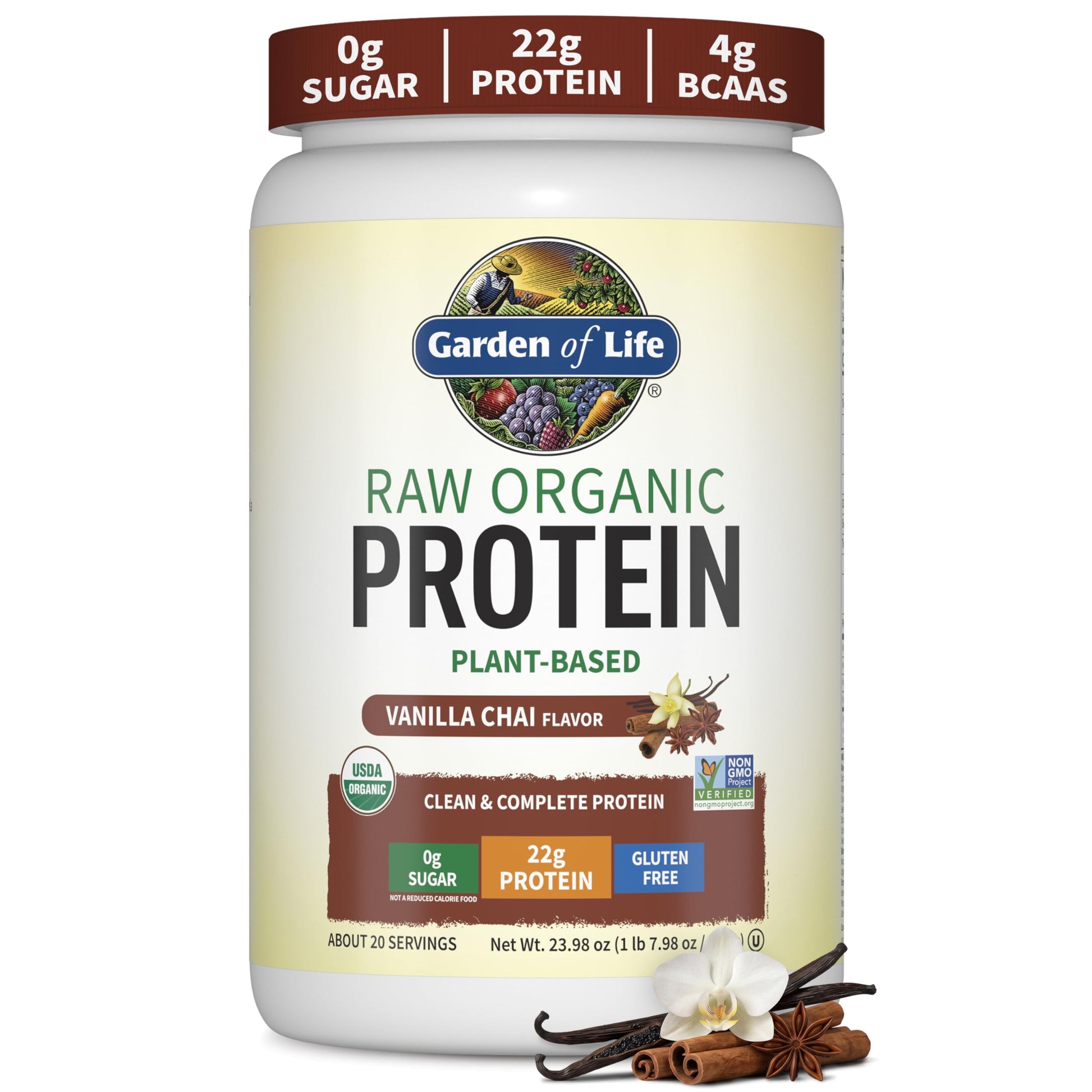 Garden of Life Organic Vegan Protein Powder Vanilla Chai, 20.5 oz
