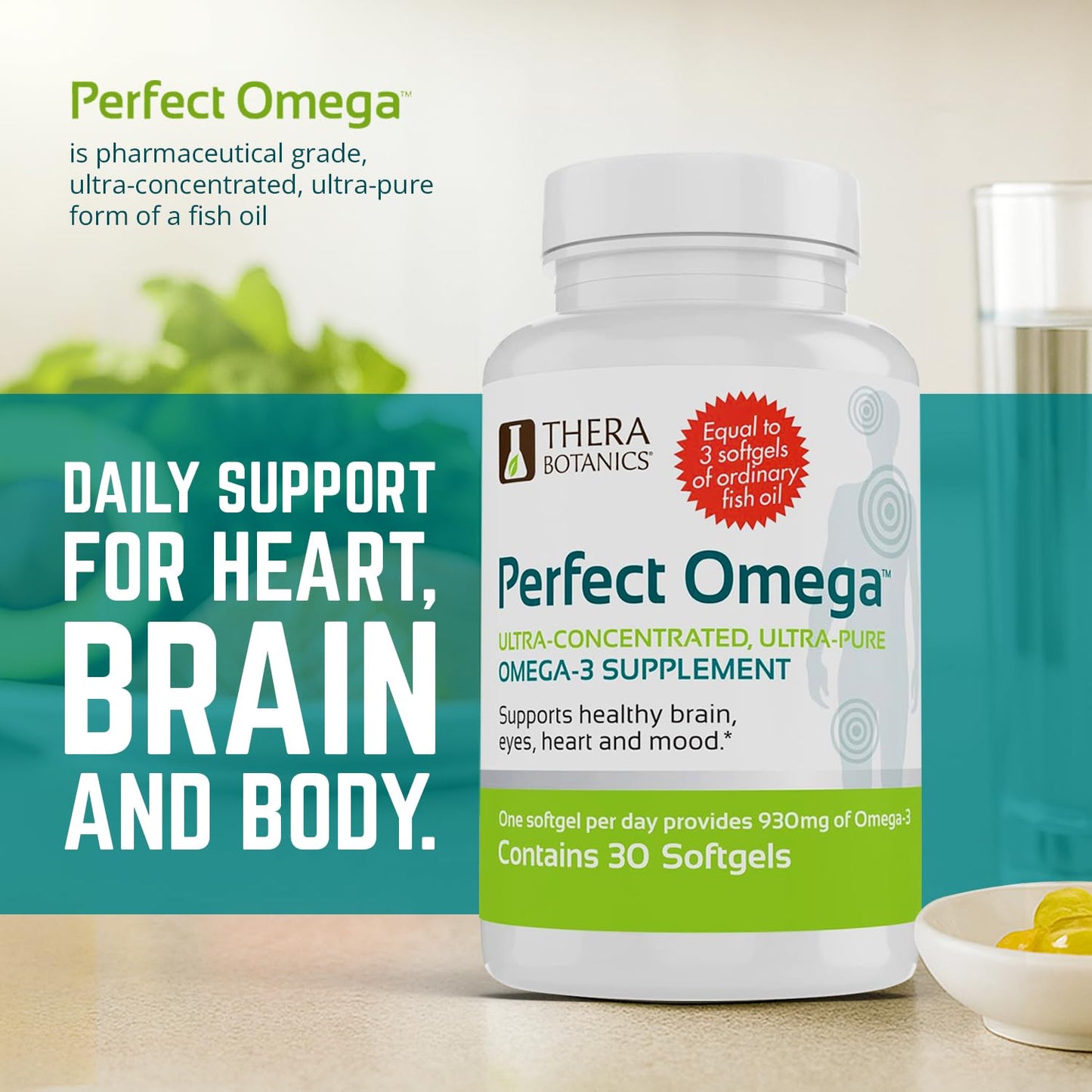 Therabotanics Perfect Omega Fish Oil Supplement EPA & DHA Softgels 30 Count