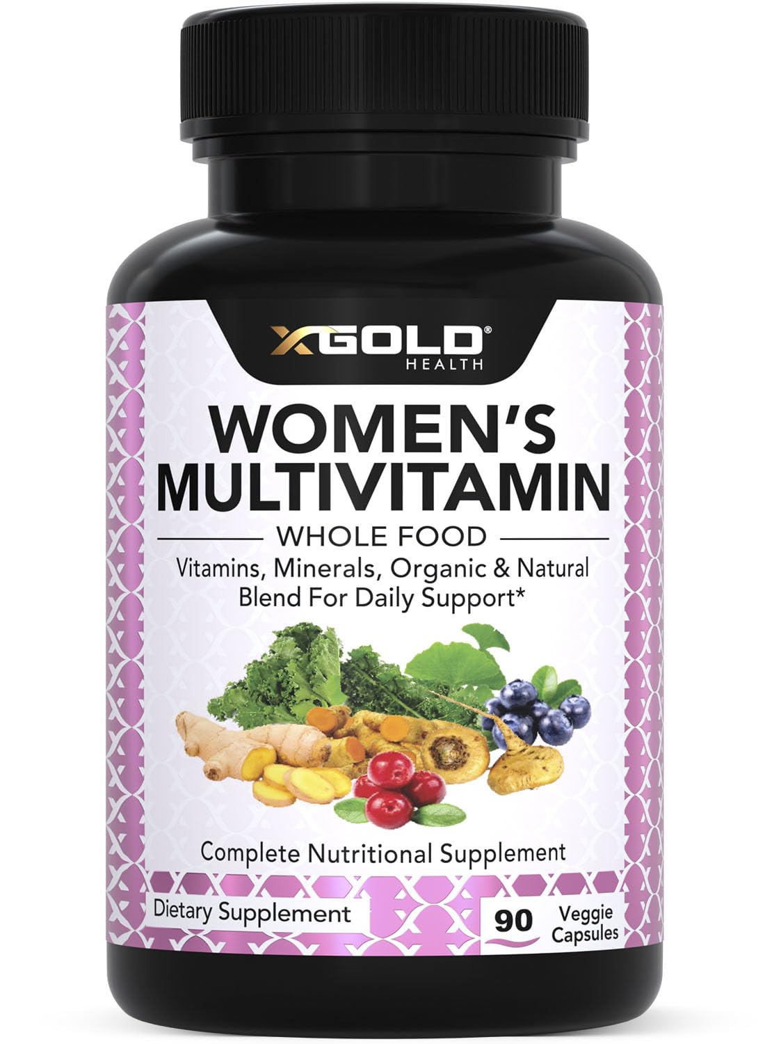 X Gold Health Vegan Women's Daily Multivitamin 50 Plus Organic WholeFood 90 Capsules
