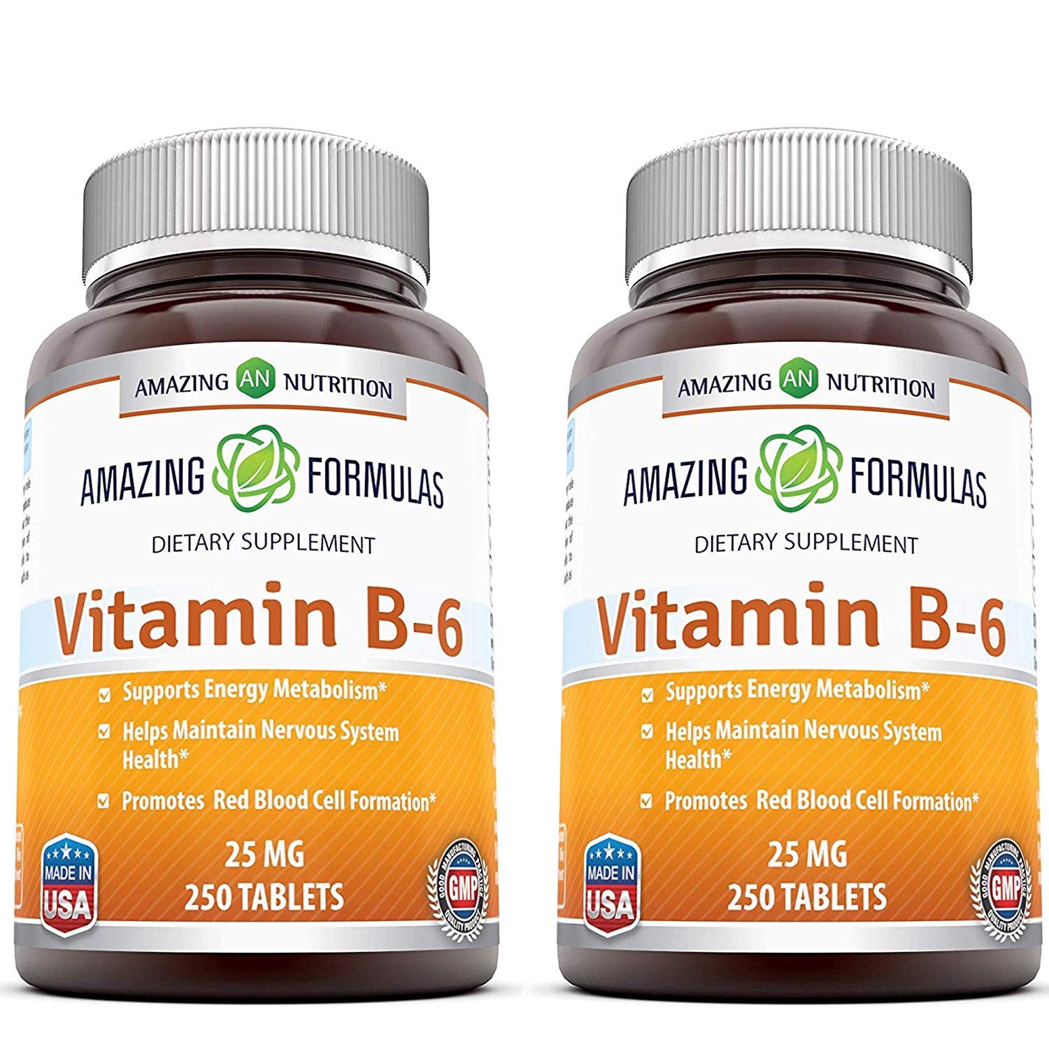 Amazing Formulas Vitamin B6 Pyridoxine 25mg Tablets, 250 Tablets
