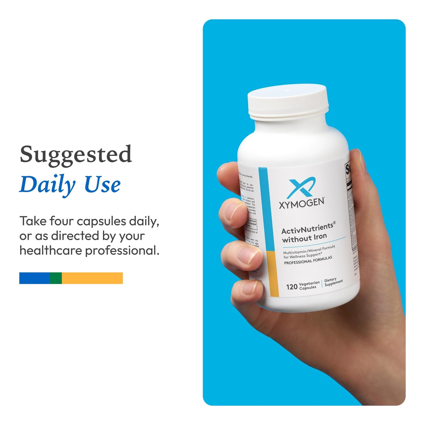 XYMOGEN ActivNutrients Without Iron No Iron Multivitamin for Wellness Support Energy Production & Immune Support Antioxidant Activity Gluten-Free & Dairy-Free Capsules 120