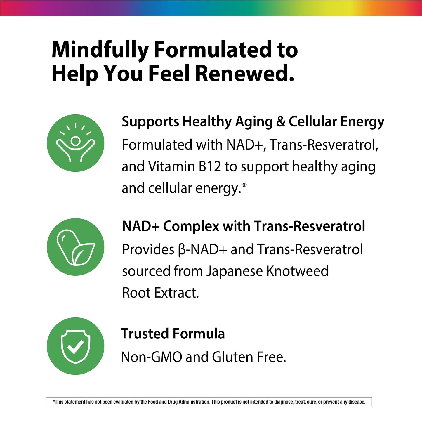 Rainbow Light NAD + Trans-Resveratrol Multi Collagen 60 Capsules