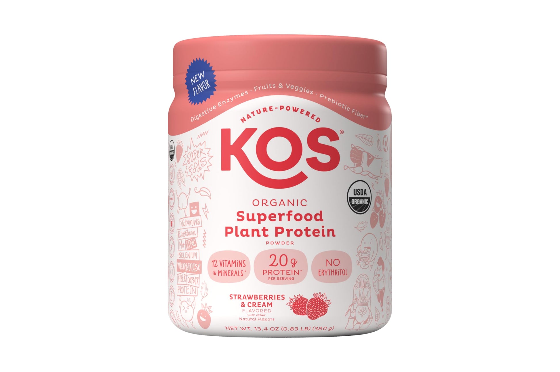 KOS Vegan Protein Powder Strawberries & Cream, 10 Servings