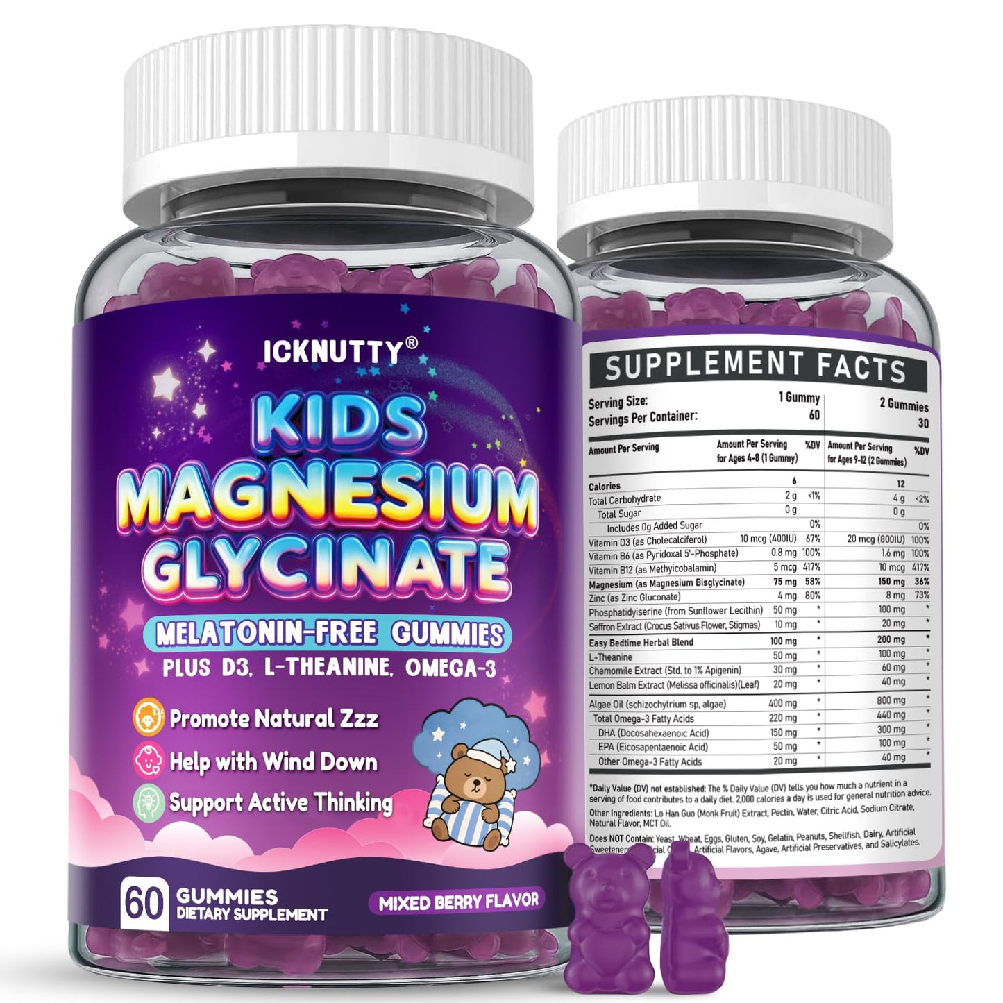 ICKNUTTY Magnesium Gummies for Kids, 120 Gummies