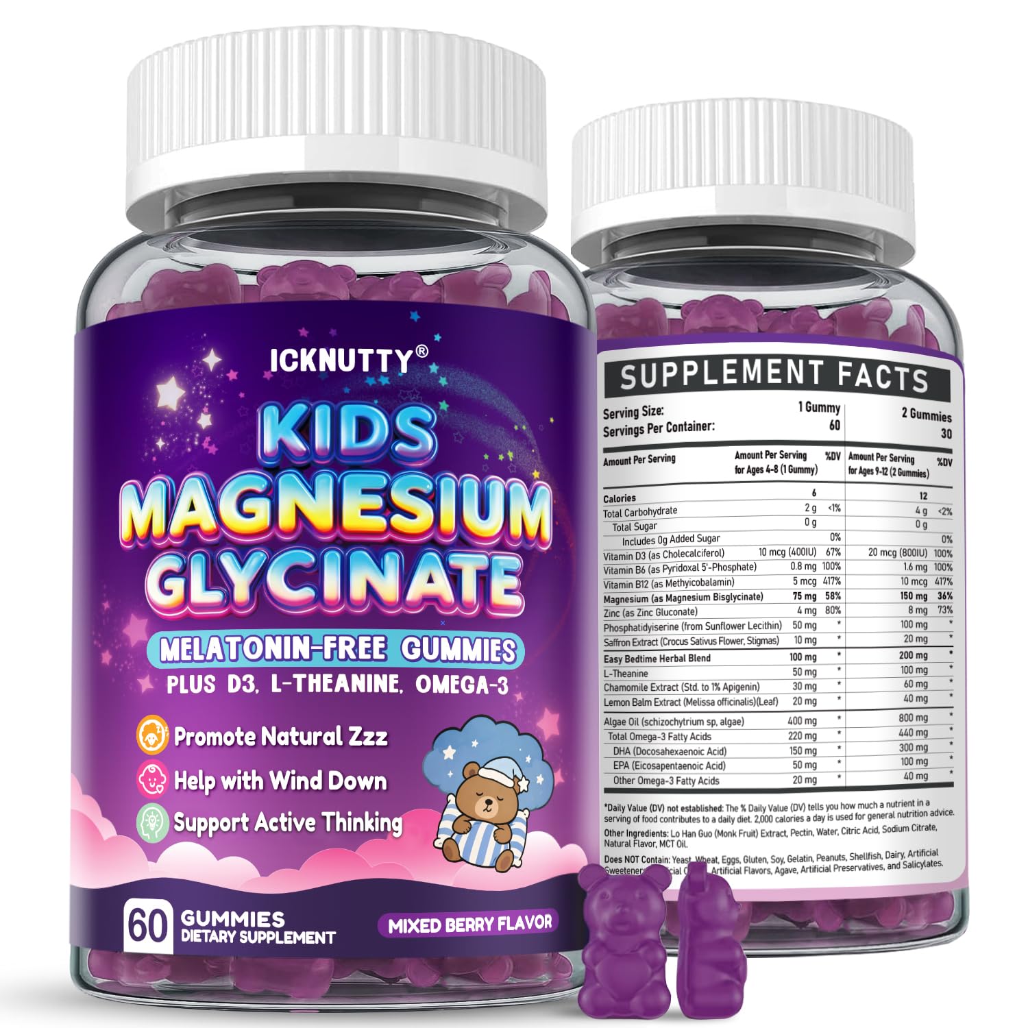 ICKNUTTY Magnesium Gummies for Kids, 120 Gummies