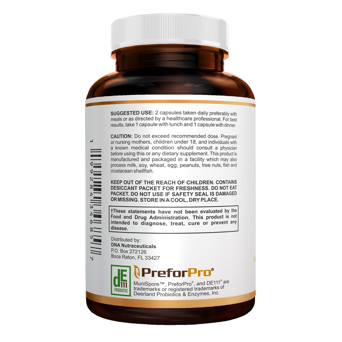 DNA Nutraceuticals GUT GOLD 5-in-1 Digestive Enzymes, Probiotics, PreForPro™, Prebiotics, Postbiotics, Yeast Fermentate & Immune Support - For Women's & Men's Gut Health - Non-GMO, Vegetarian Capsules, 60 Count