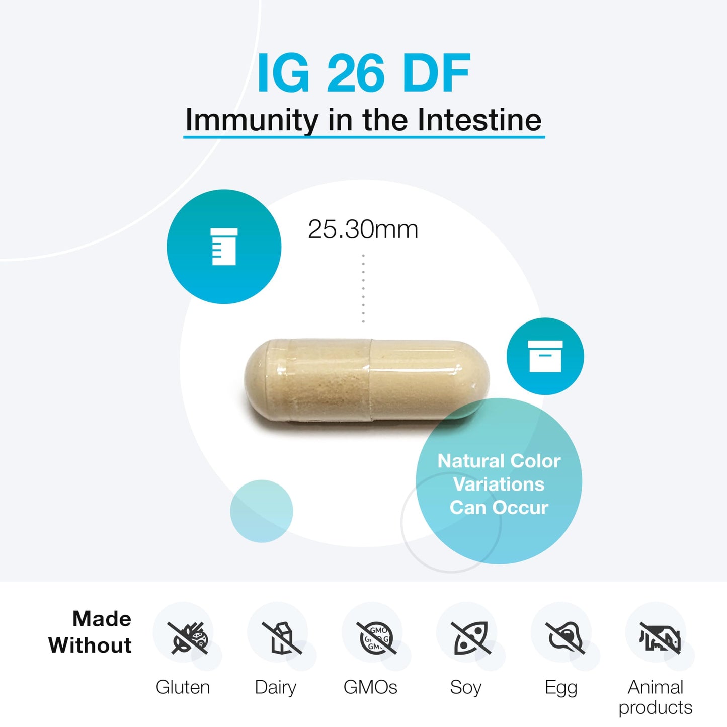 XYMOGEN IG 26 DF Dairy-Free Immunoglobulin Capsules, Hyperimmune Egg-Derived Immunoglobulins, 120 Capsules
