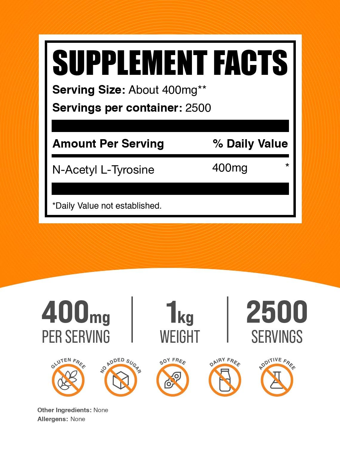 BulkSupplements N-Acetyl L-Tyrosine Powder 35.27 Servings