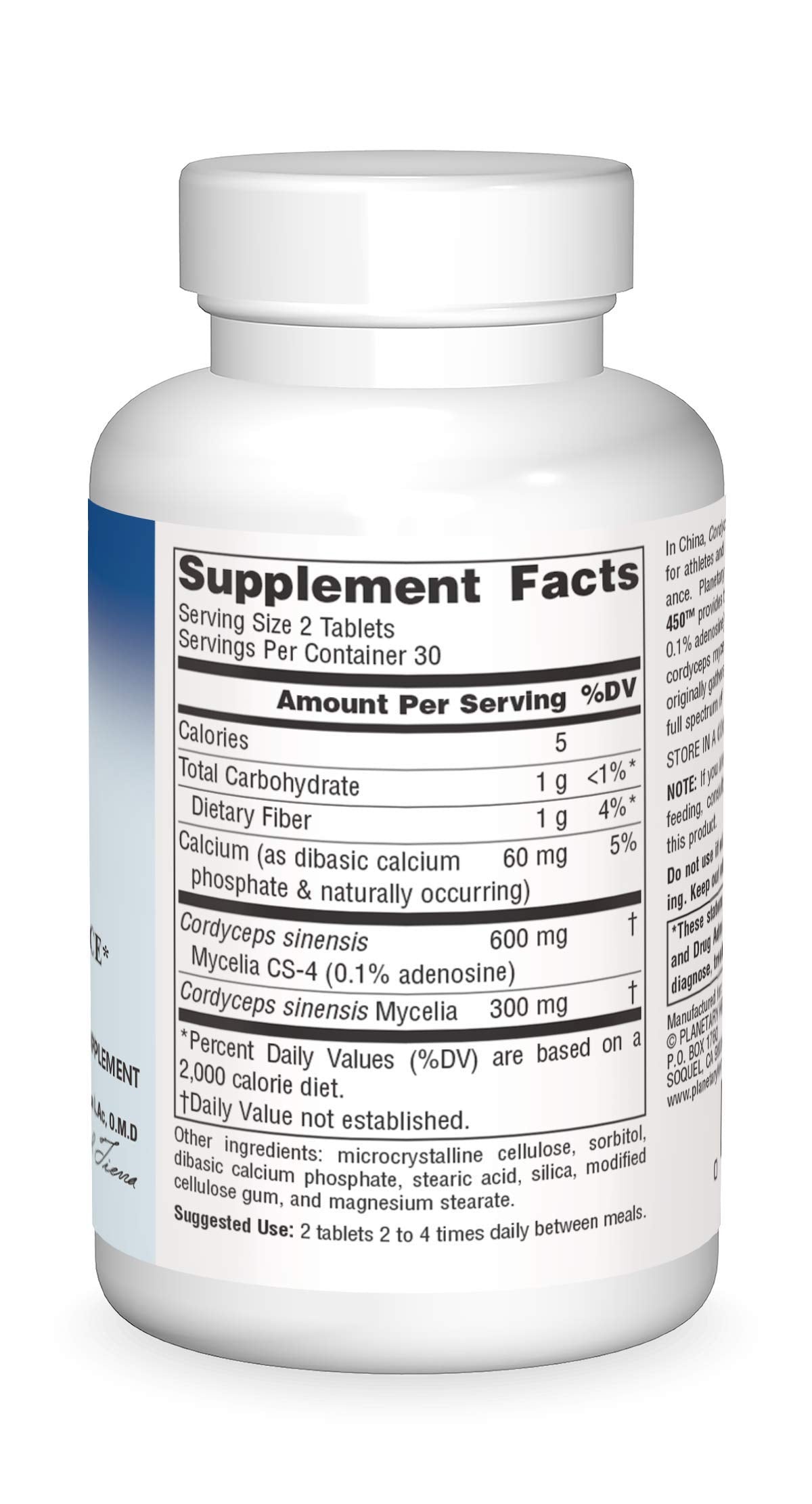 Planetary Herbals Full Spectrum Cordyceps 450 mg, 60 Tablets