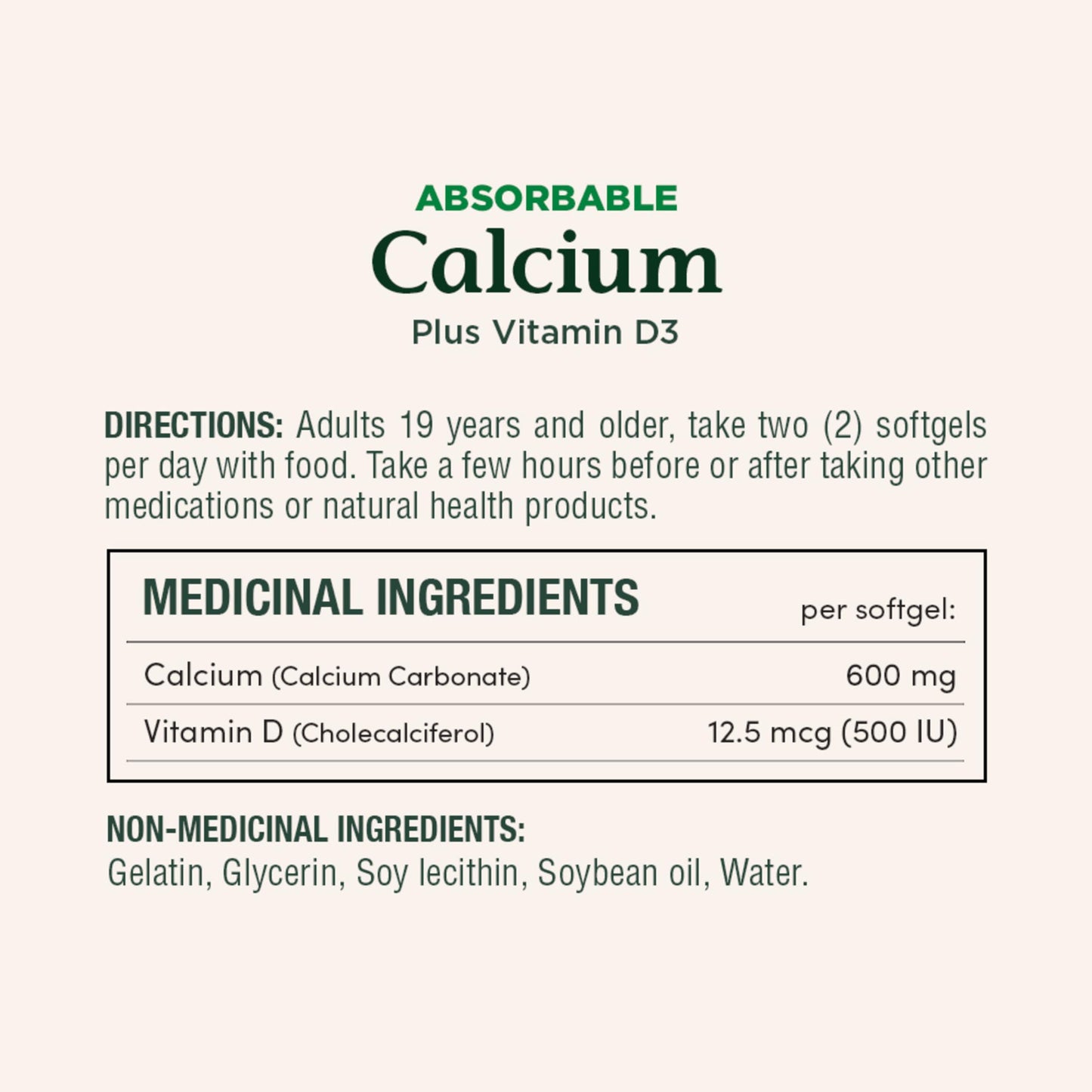 Nature's Bounty Absorbable Calcium 1200mg plus Vitamin D3 1000IU Softgels, 200 Count