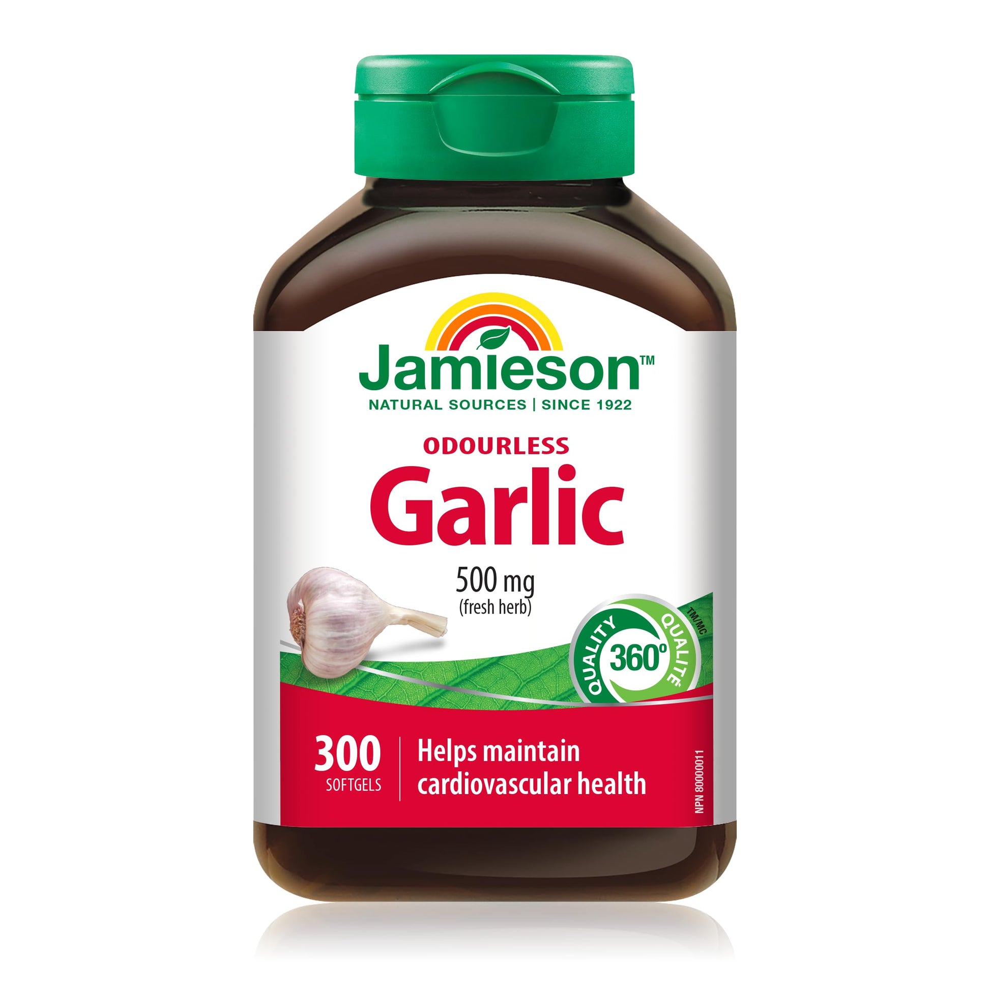 Jamieson Odourless Garlic 500mg Softgels, 300 Softgels