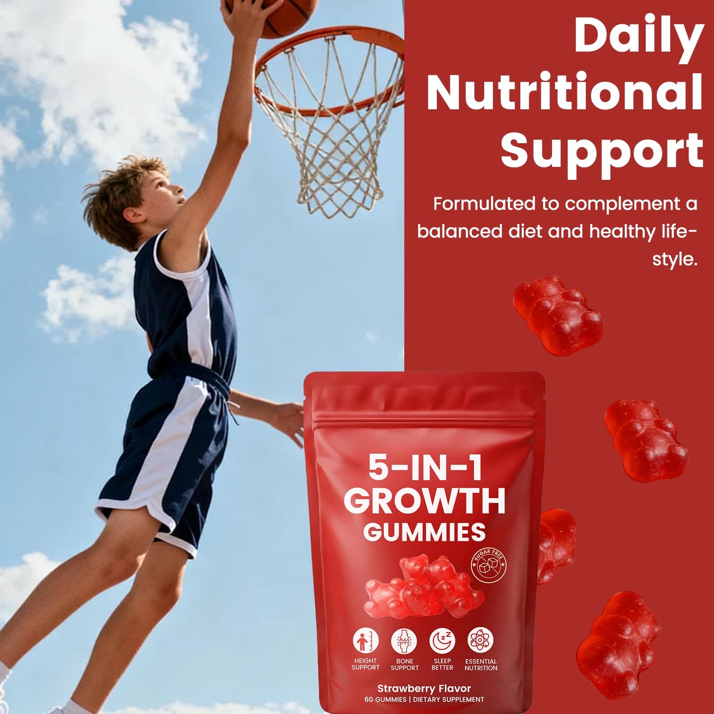 WSJAWH 5-in-1 Growth Gummies, 60 Gummies