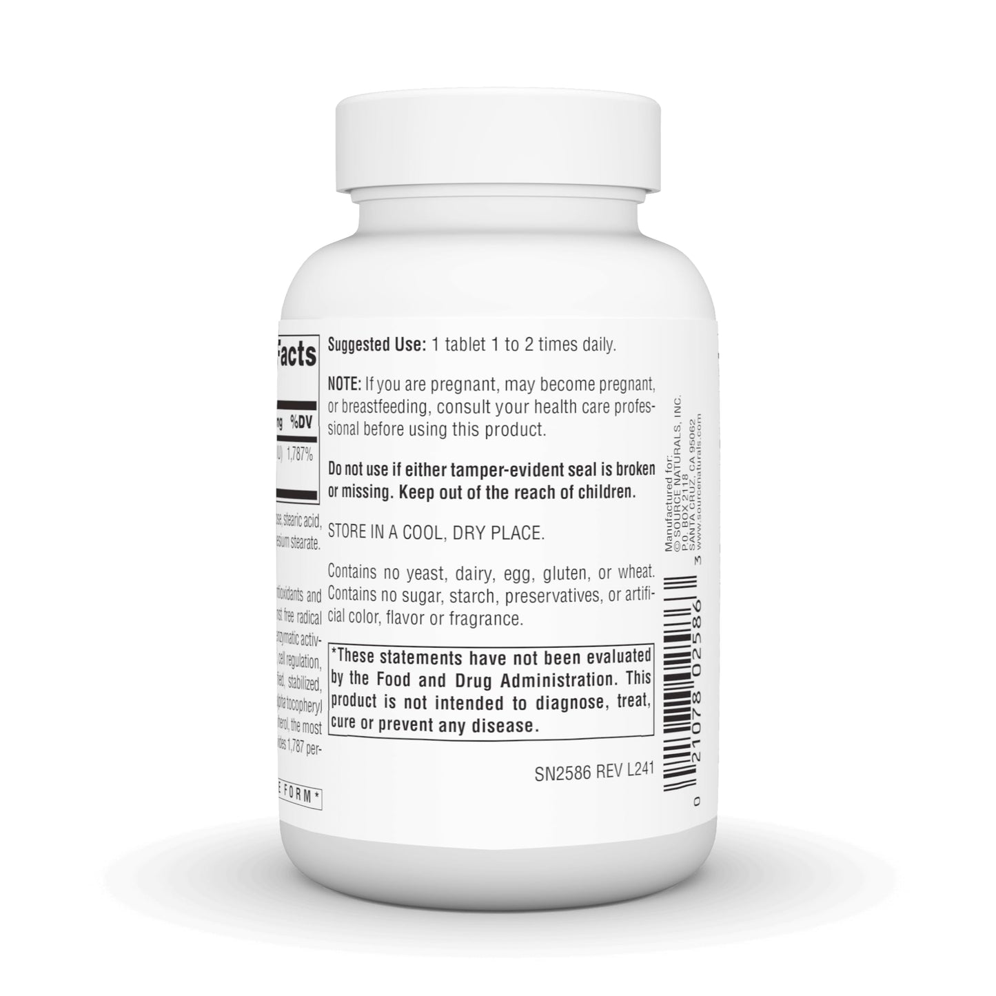 Source Naturals Non-GMO Vitamin E Antioxidant Support 268 mg (400 IU), Tablet, 120 Tablets