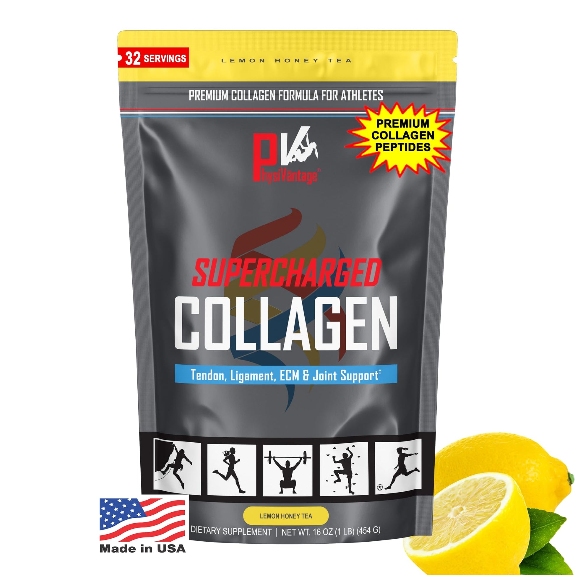 PhysiVantage Supercharged Collagen Peptides Powder, 1 Pound
