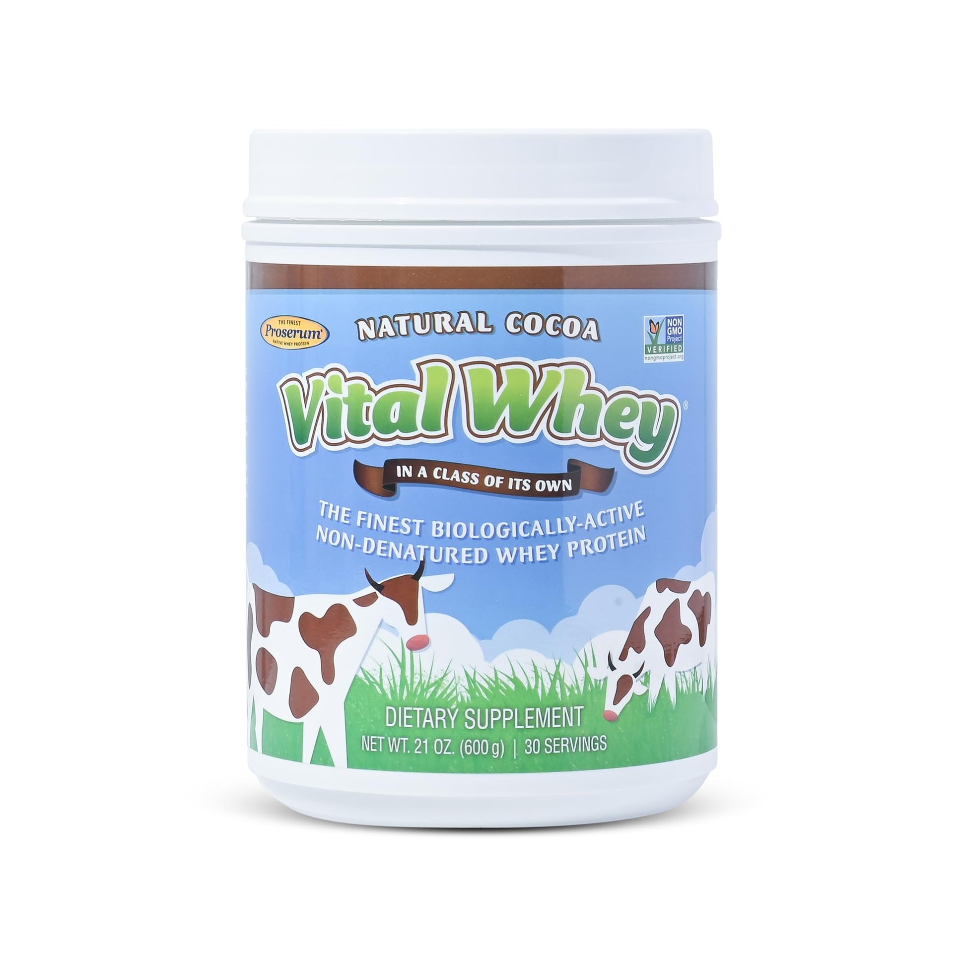 Well Wisdom Proteins Cocoa Grass-Fed Whey Protein Powder Immune Vitality, Sports Recovery, 21