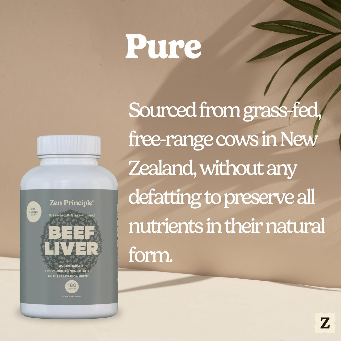 Zen Principle Ultra-Pure Desiccated Beef Liver, Grass-Fed & Finished New Zealand 360 Capsules