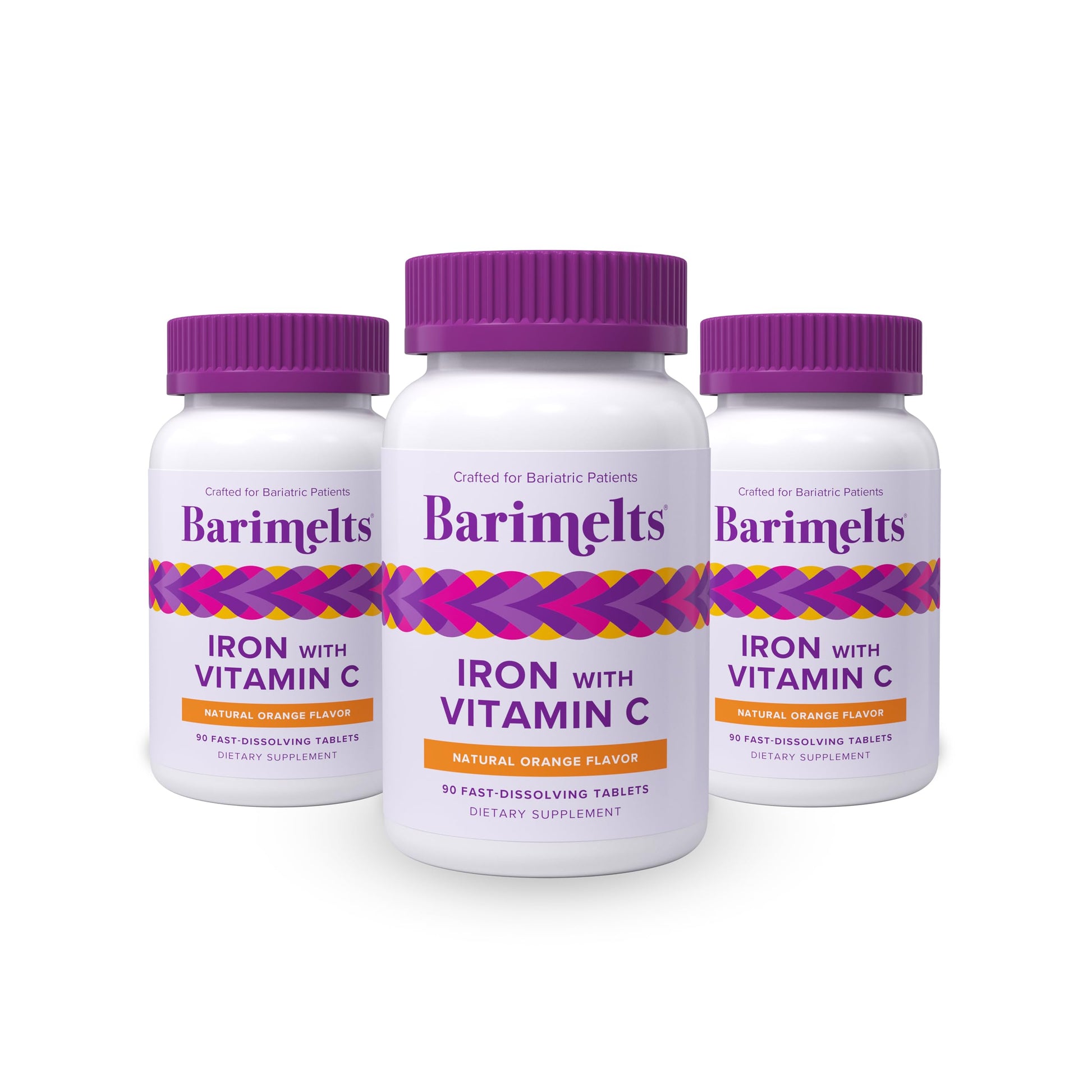 BariMelts Iron with Vitamin C Fast-Dissolving Tablets, Sugar-Free, Natural Orange Flavor, 270 Tablets