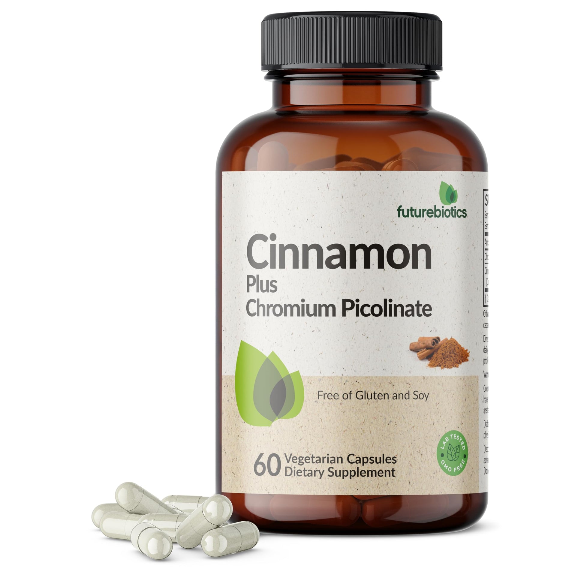Futurebiotics Cinnamon Plus Chromium Picolinate Supplement Capsules, 60 Count