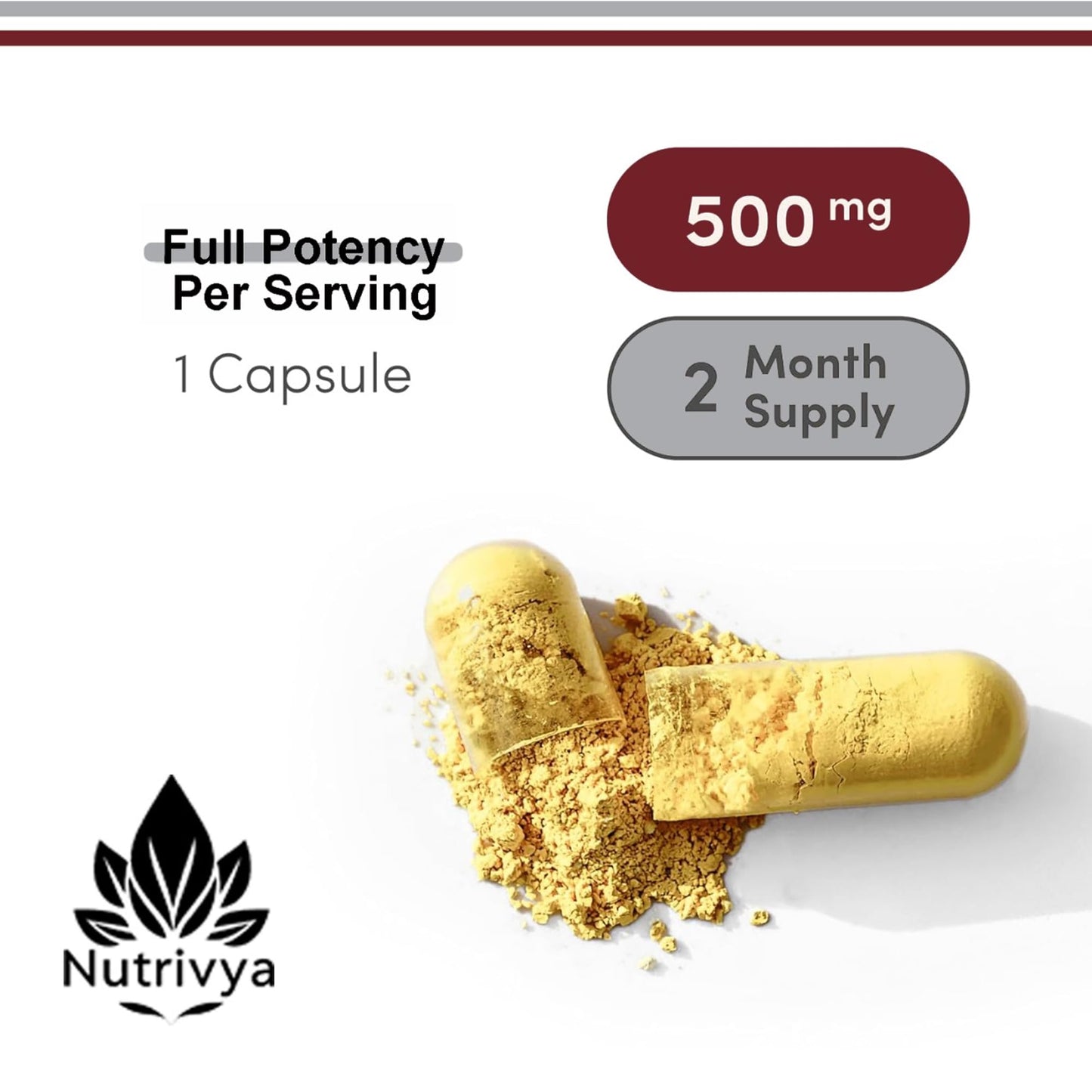 Nutrivya Berberine Supplement 500mg Capsules, 60 Count
