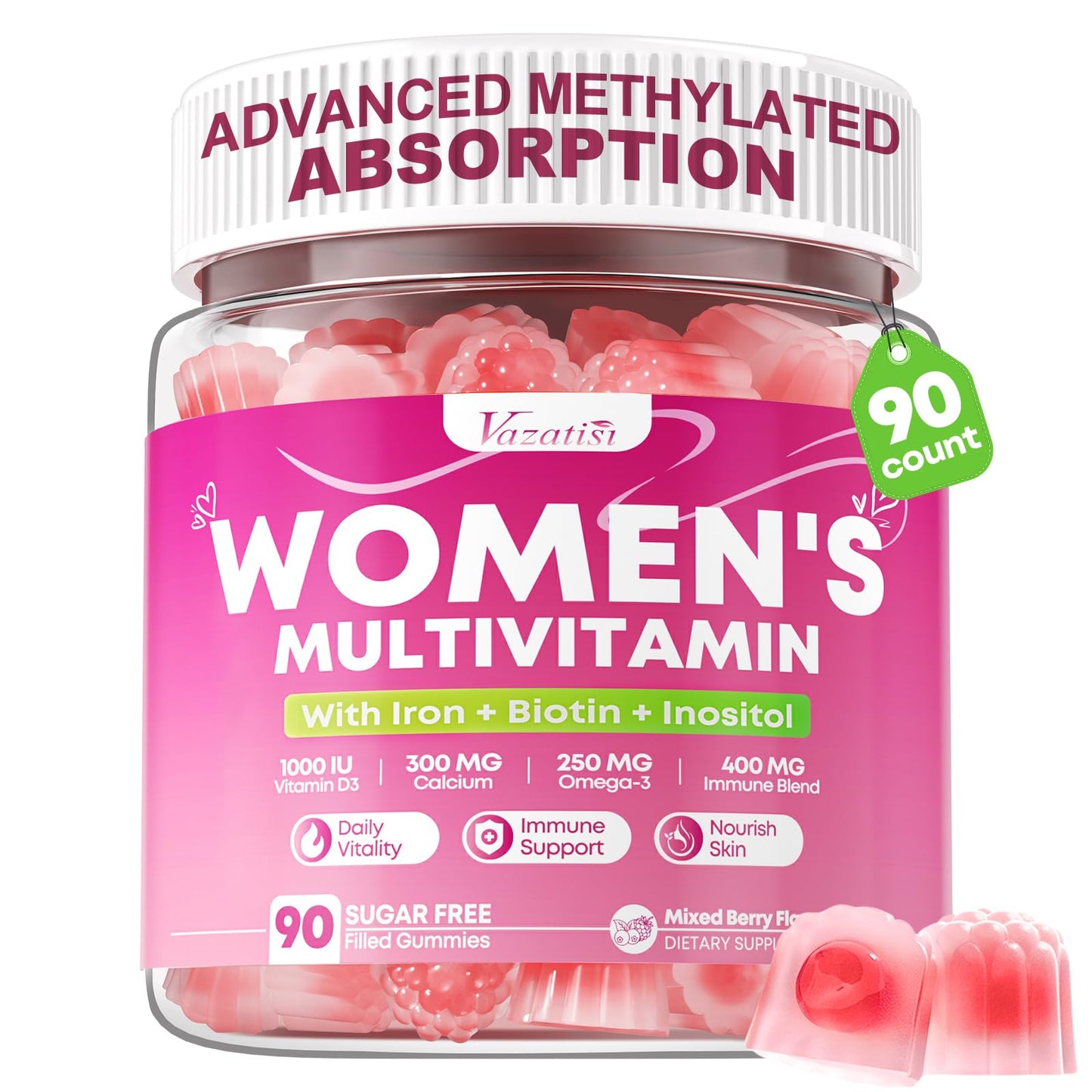 Vazatisi Women's Methylated Multivitamin Gummy 90 Count