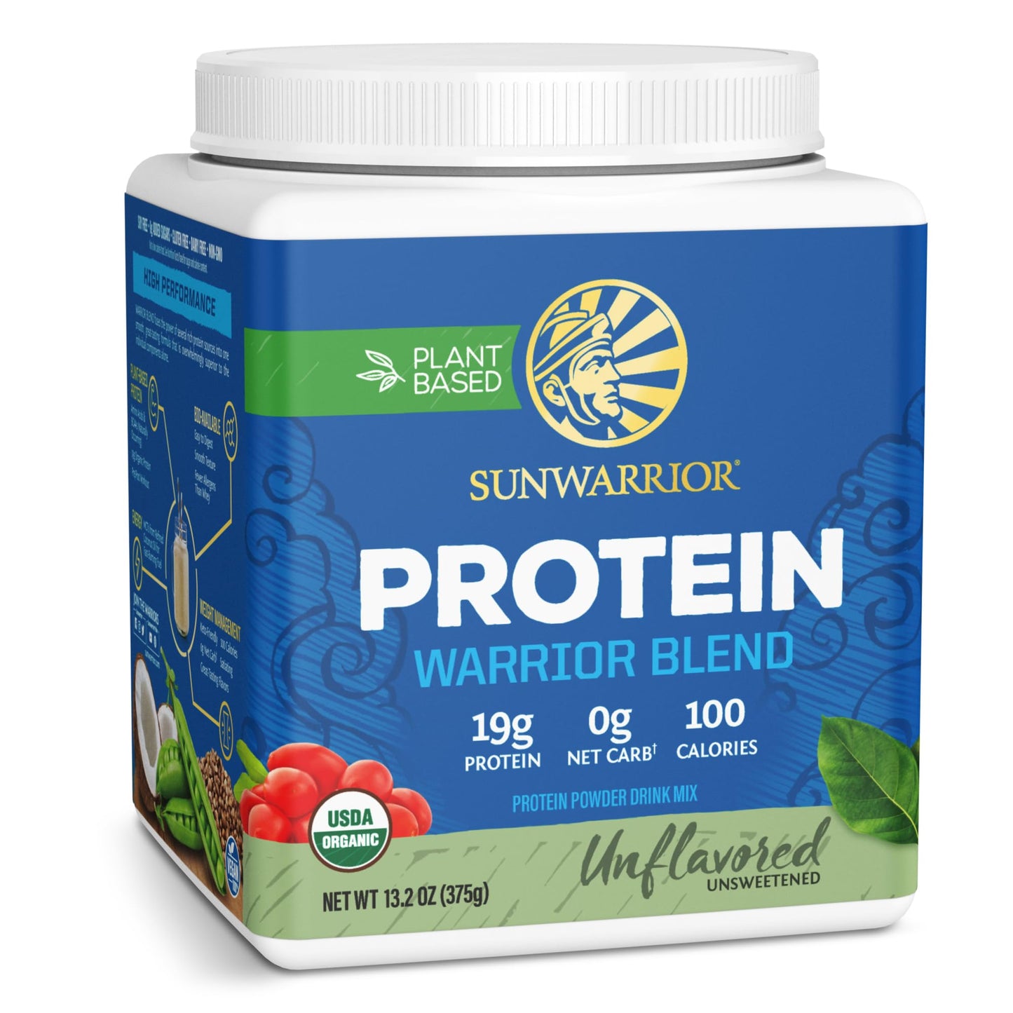 Sunwarrior Organic Warrior Blend Natural Protein Powder, 13.13 oz