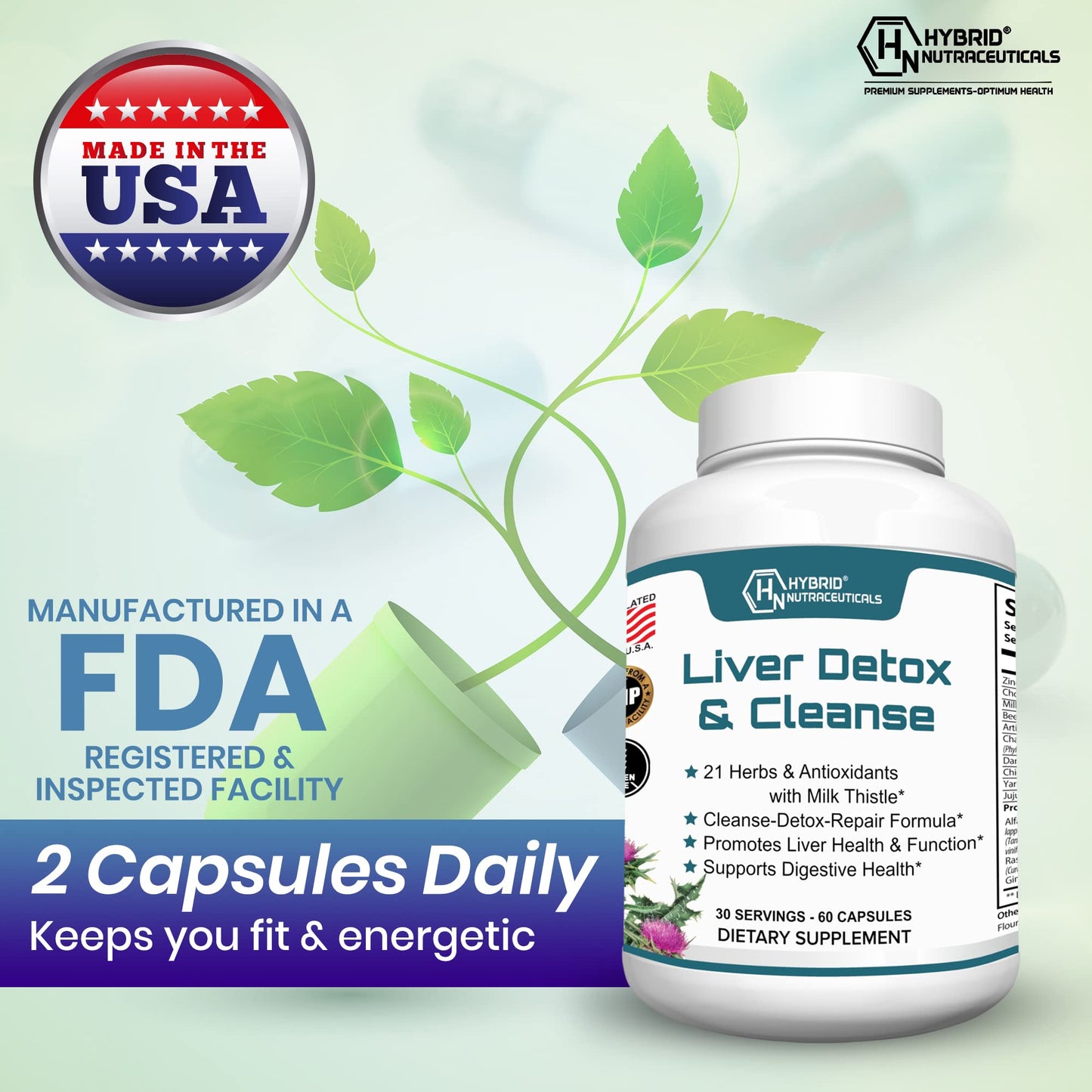 Hybrid Nutraceuticals Liver Cleanse Detox & Repair Caplets, 60 Count