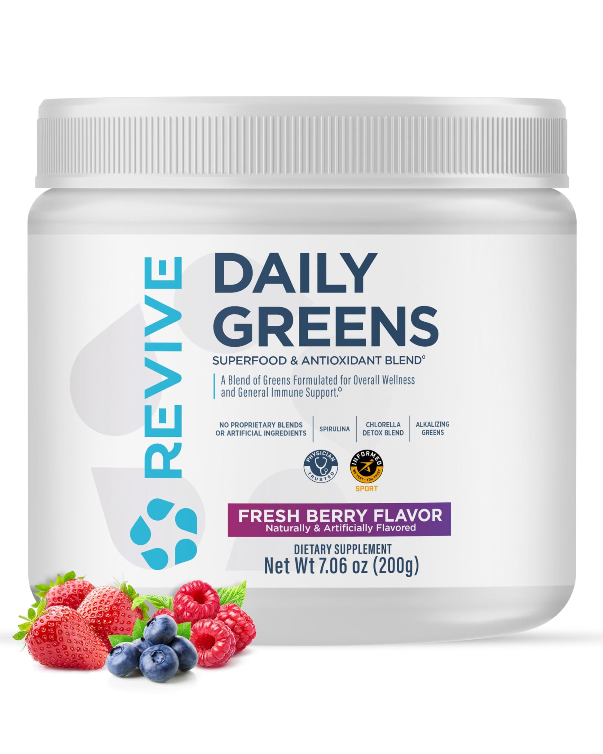 Revive Daily Green Powder Superfood (Fresh Berry), Powder, 1.12 lb
