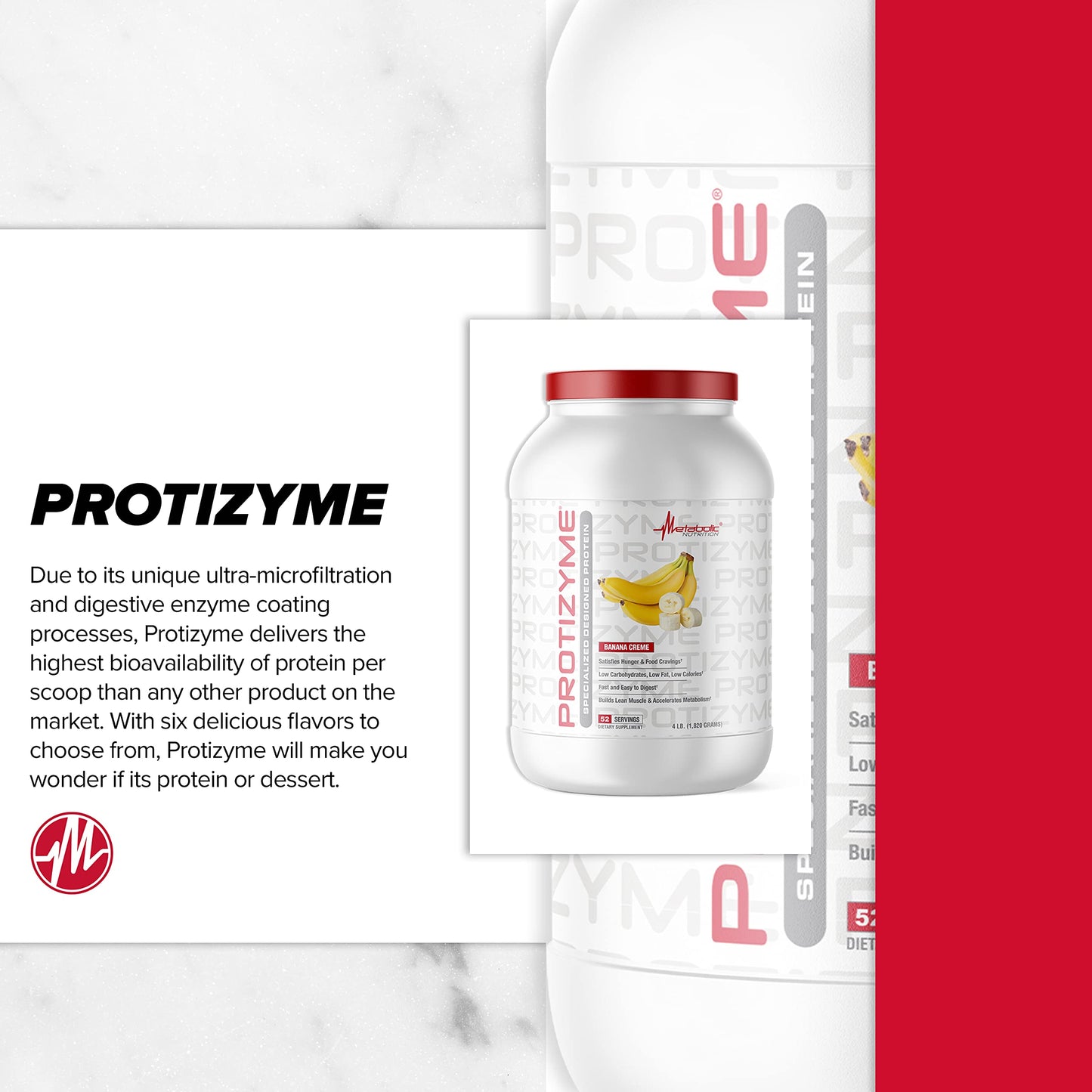 Metabolic Nutrition Protizyme 100% Whey Protein Powder, 64 Servings