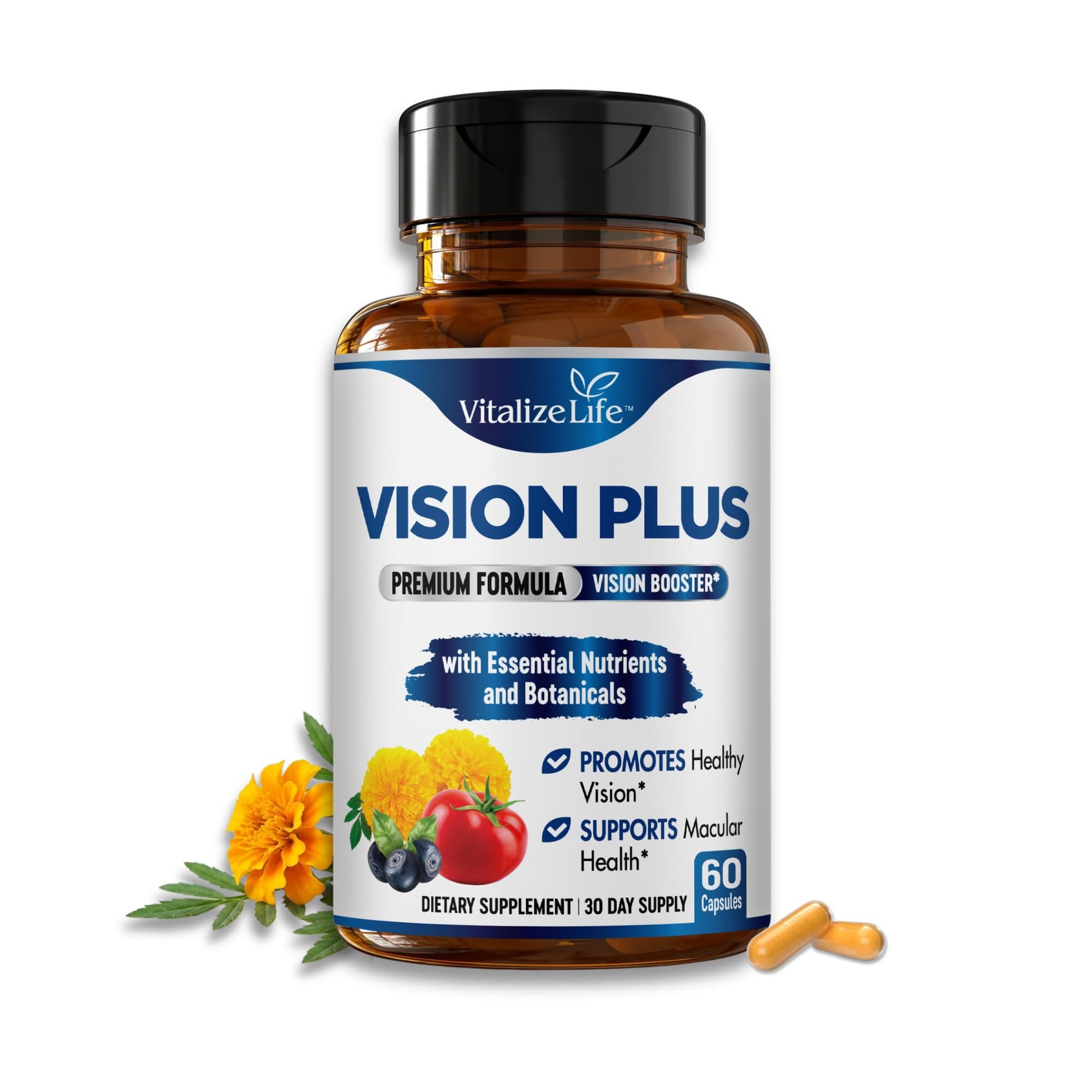 Vitalize Life Vision Plus Complete Eye Supplements, 60 Capsules