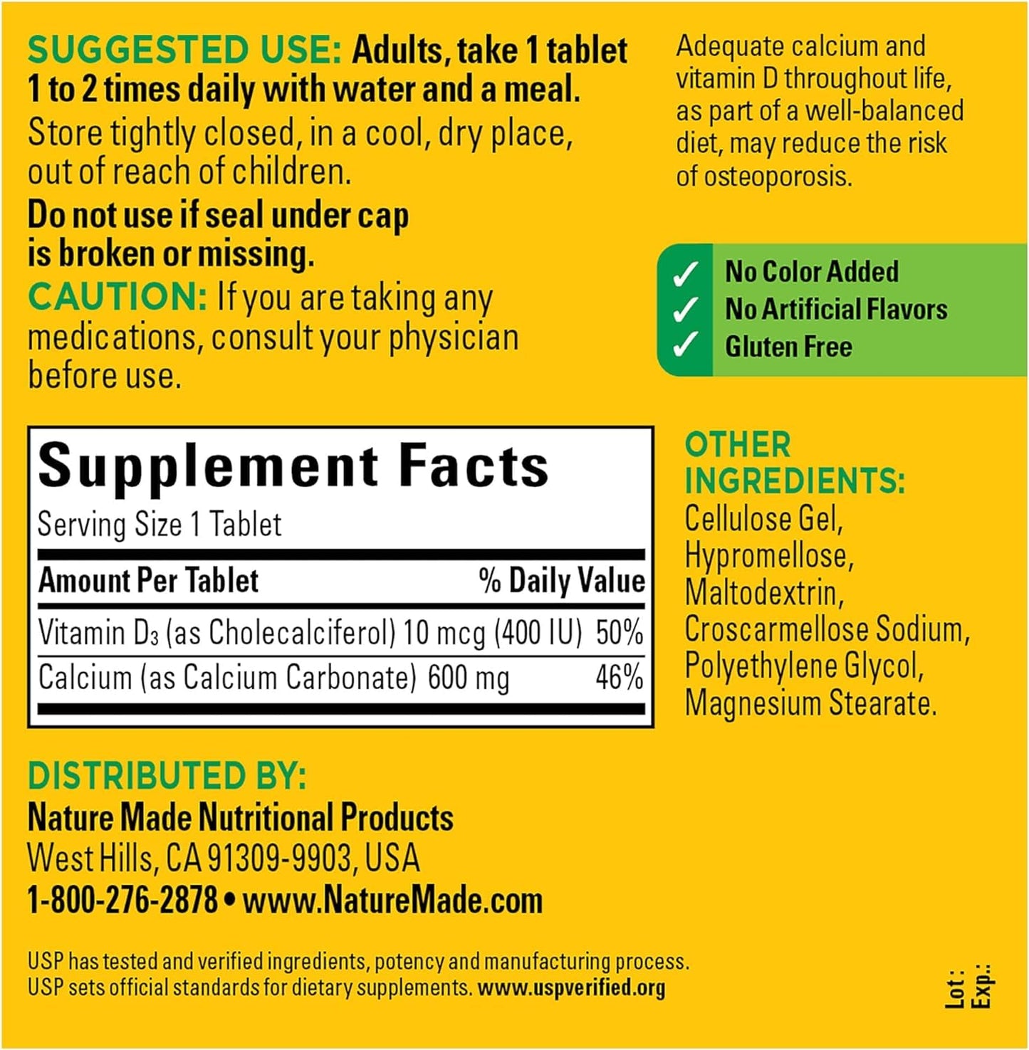Nature Made Calcium 600 mg with Vitamin D3 Tablets, 440 Tablets