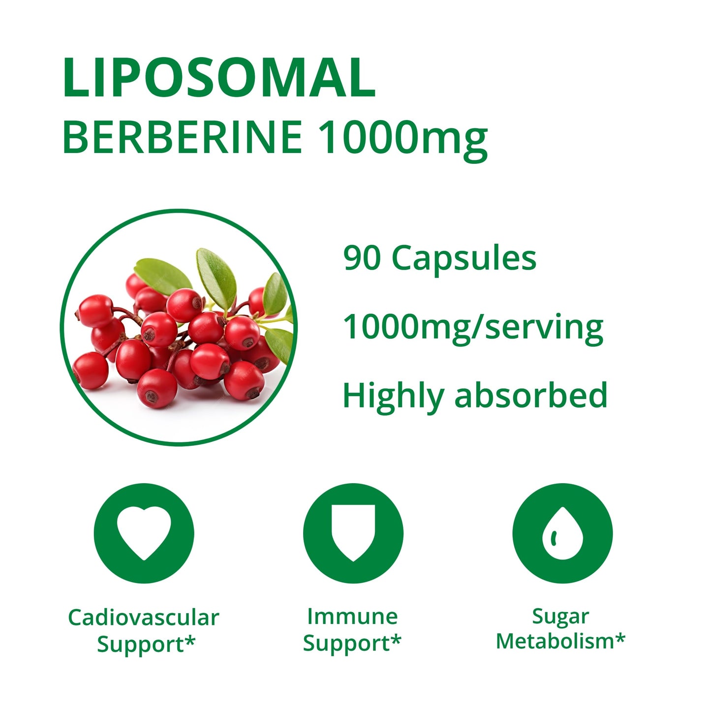 UpNourish Liposomal Berberine Supplement 90 Capsules