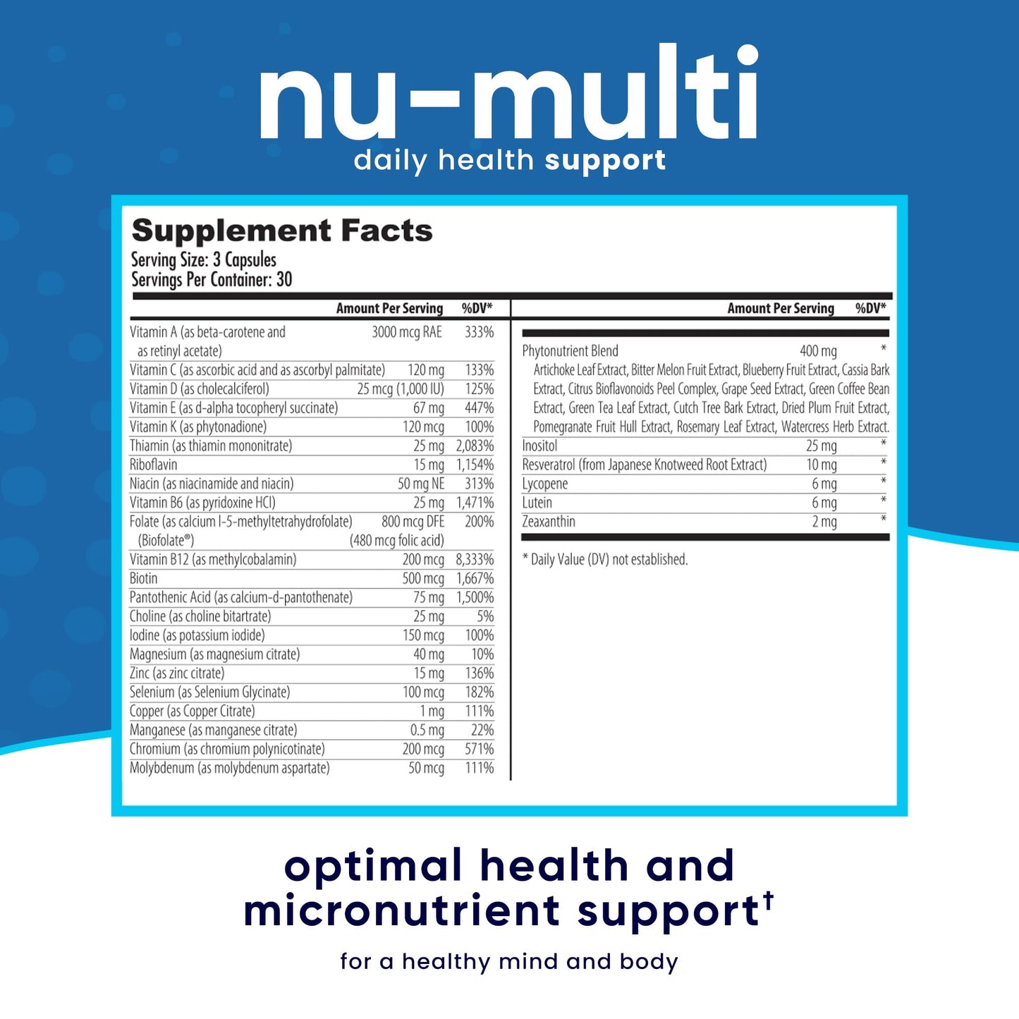 NuEthix Formulations Nu-Multi Foundational Micronutrient Support Capsules, 90 Count