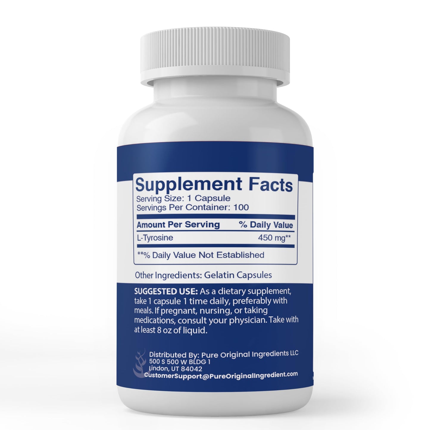 Pure Original Ingredients L-Tyrosine Capsule, 100 Capsules