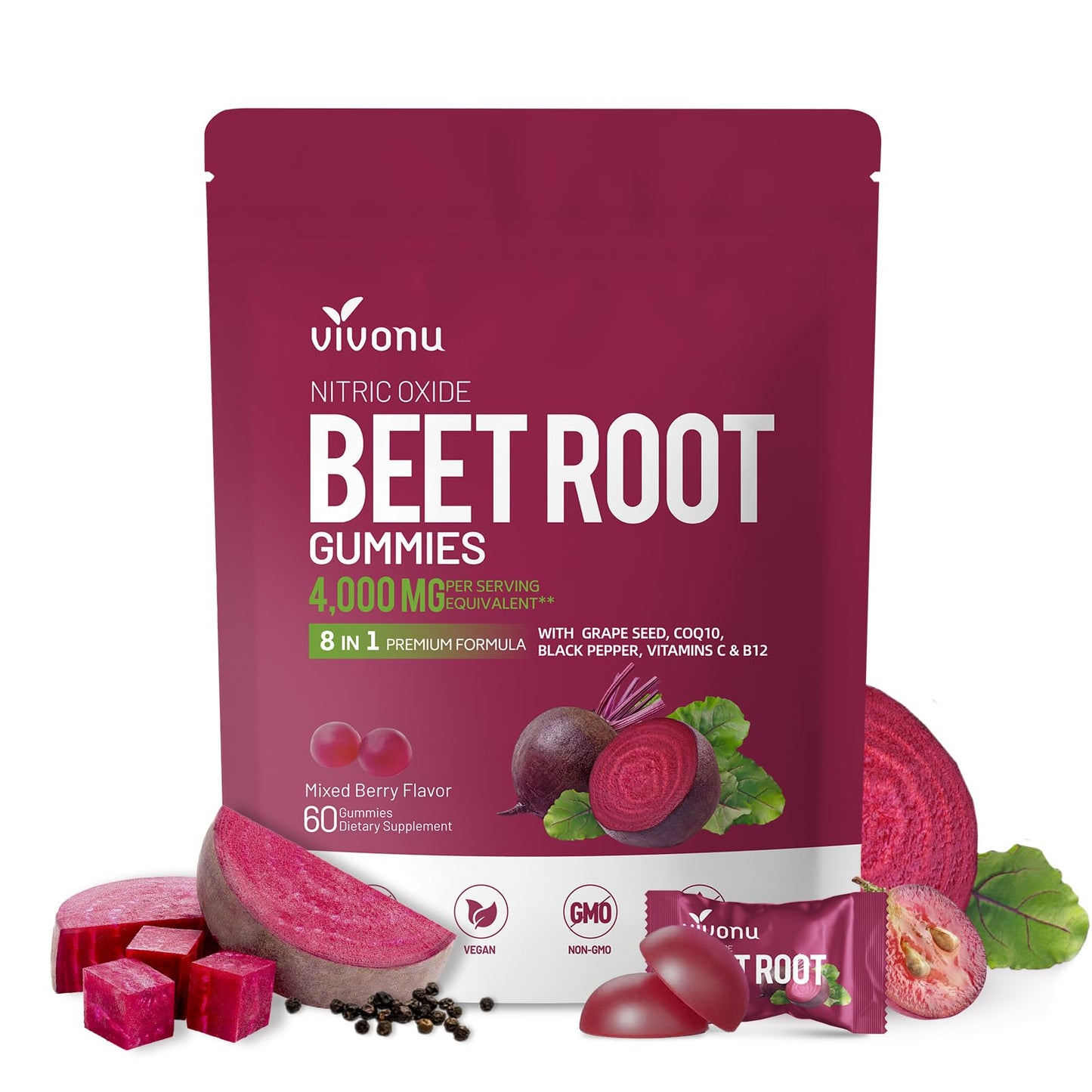 VivoNu Beet Root Gummies Gummy 60 Count