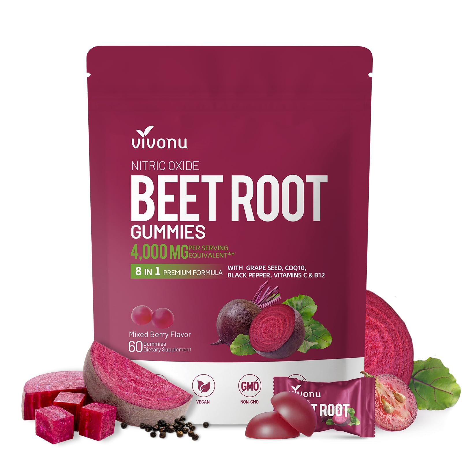 VivoNu Beet Root Gummies Gummy 60 Count
