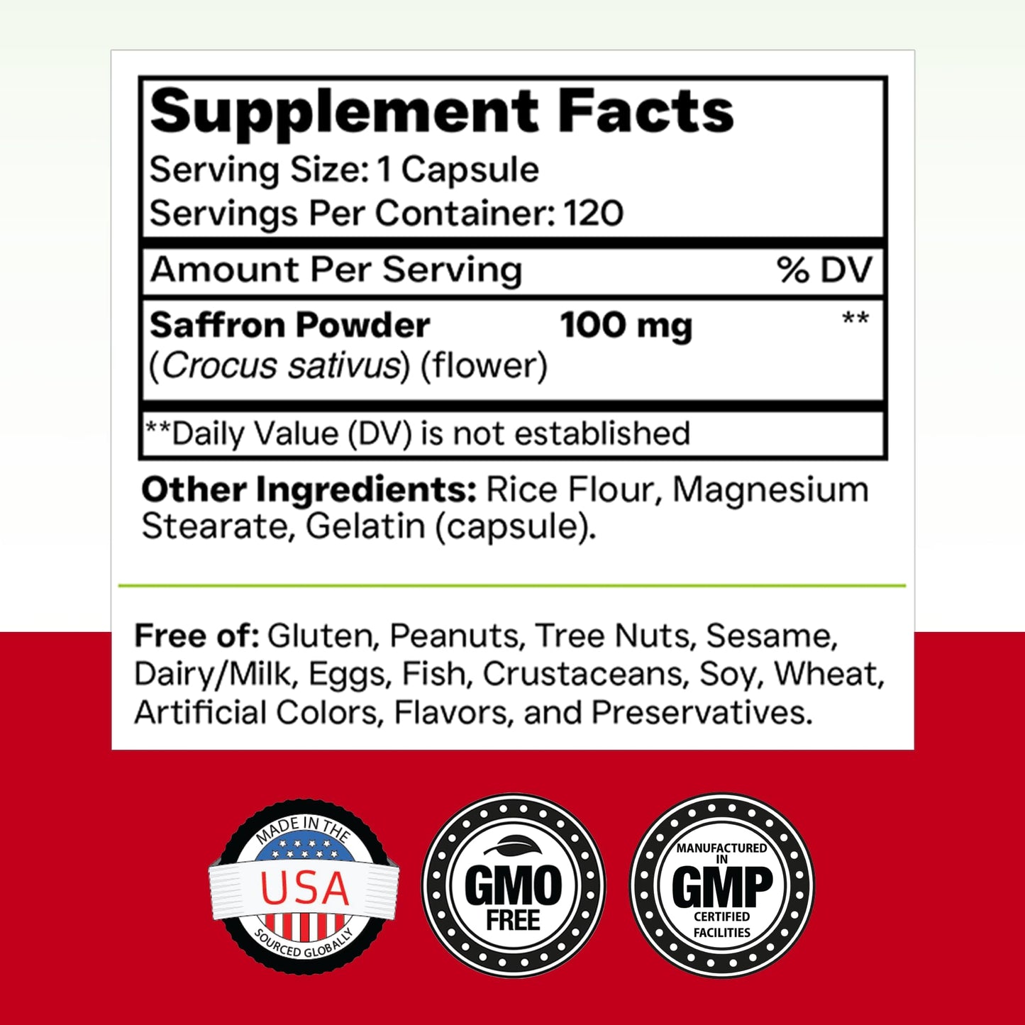 tnvitamins Saffron Capsules 100 mg, 120 Capsules