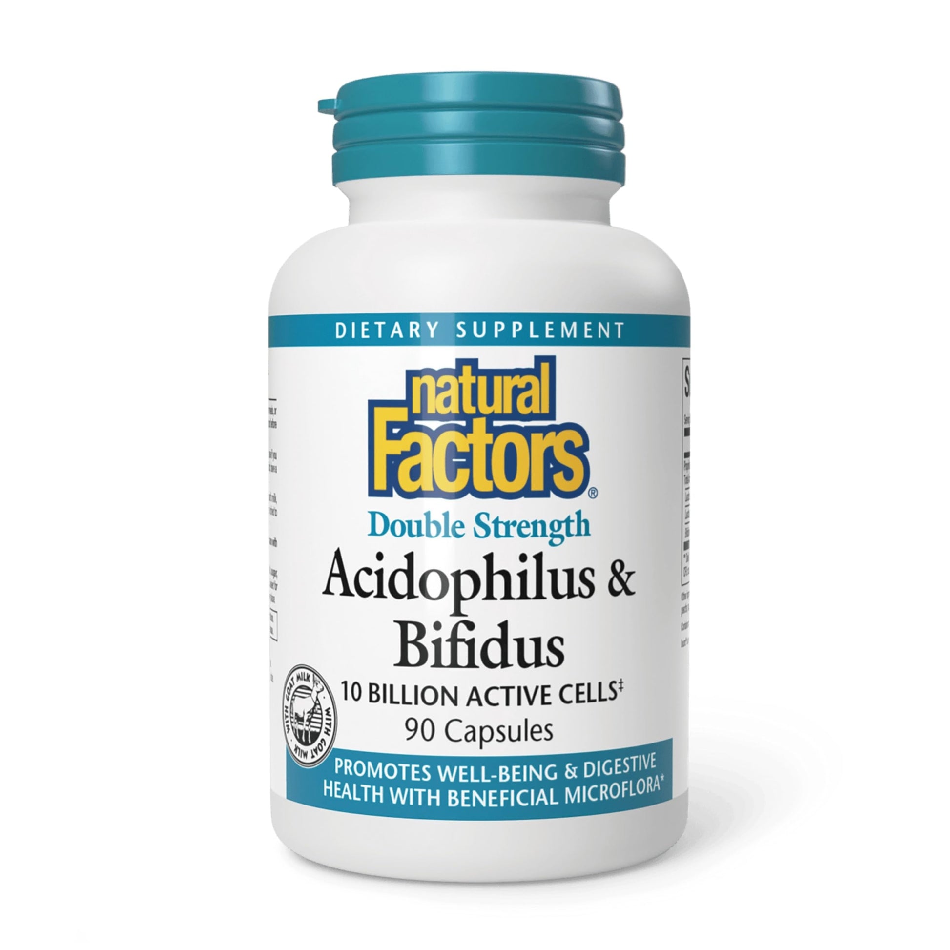 Natural Factors Acidophilus & Bifidus Double Strength Probiotic and Prebiotic Formula, 90 Capsules