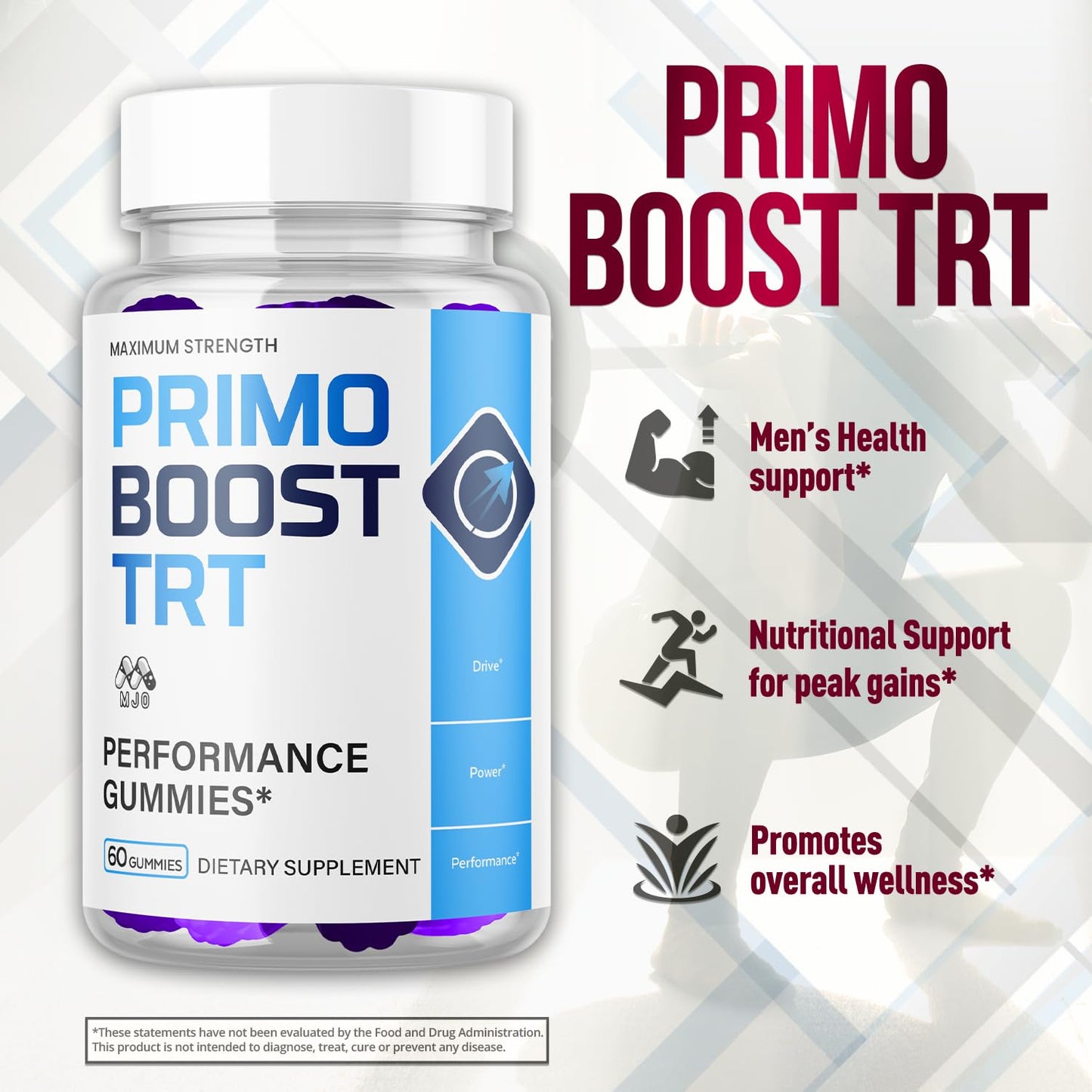 MJO Primo Boost TRT Gummies, 60 Gummies