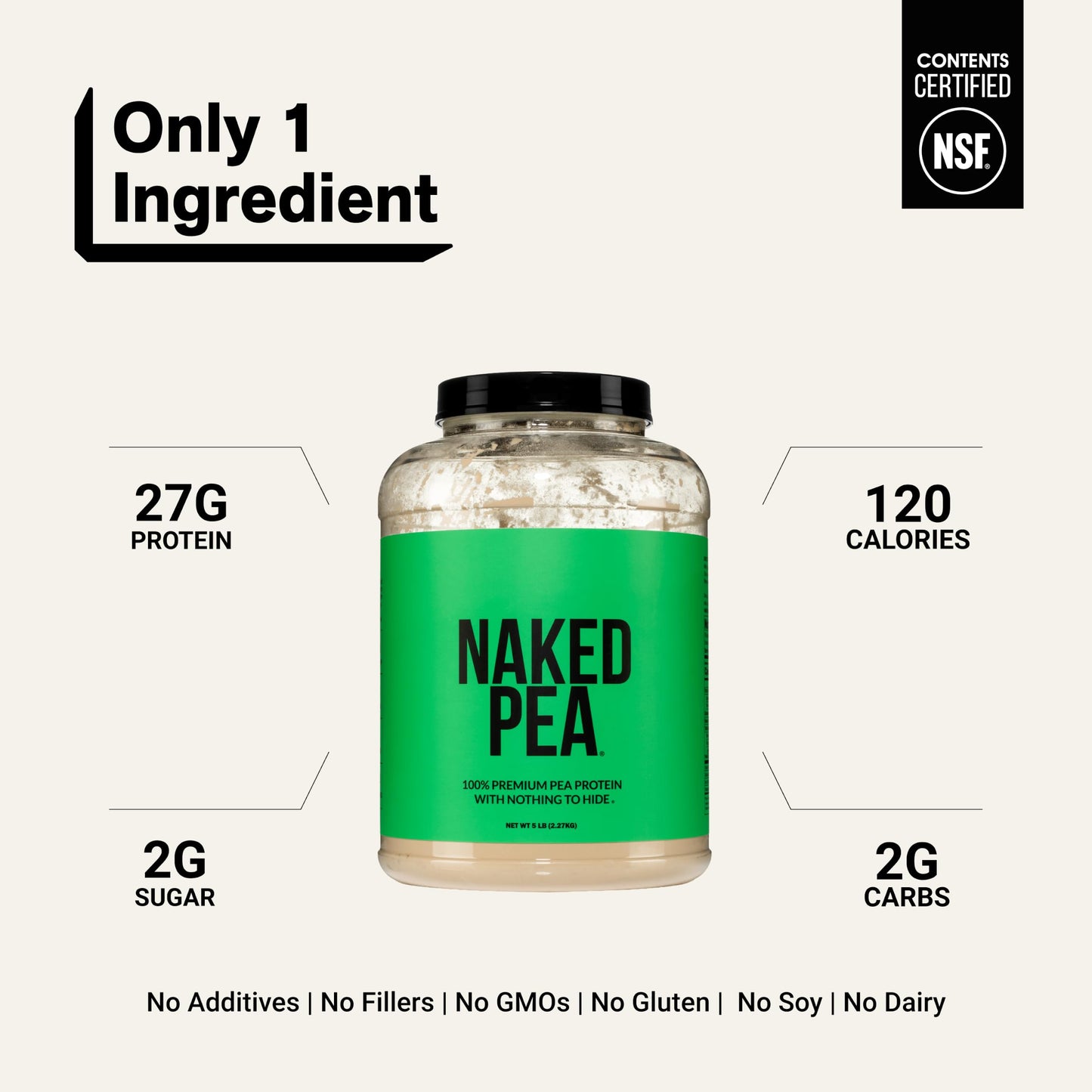 NAKED Pea Protein Powder, 5 lb, 80 Servings