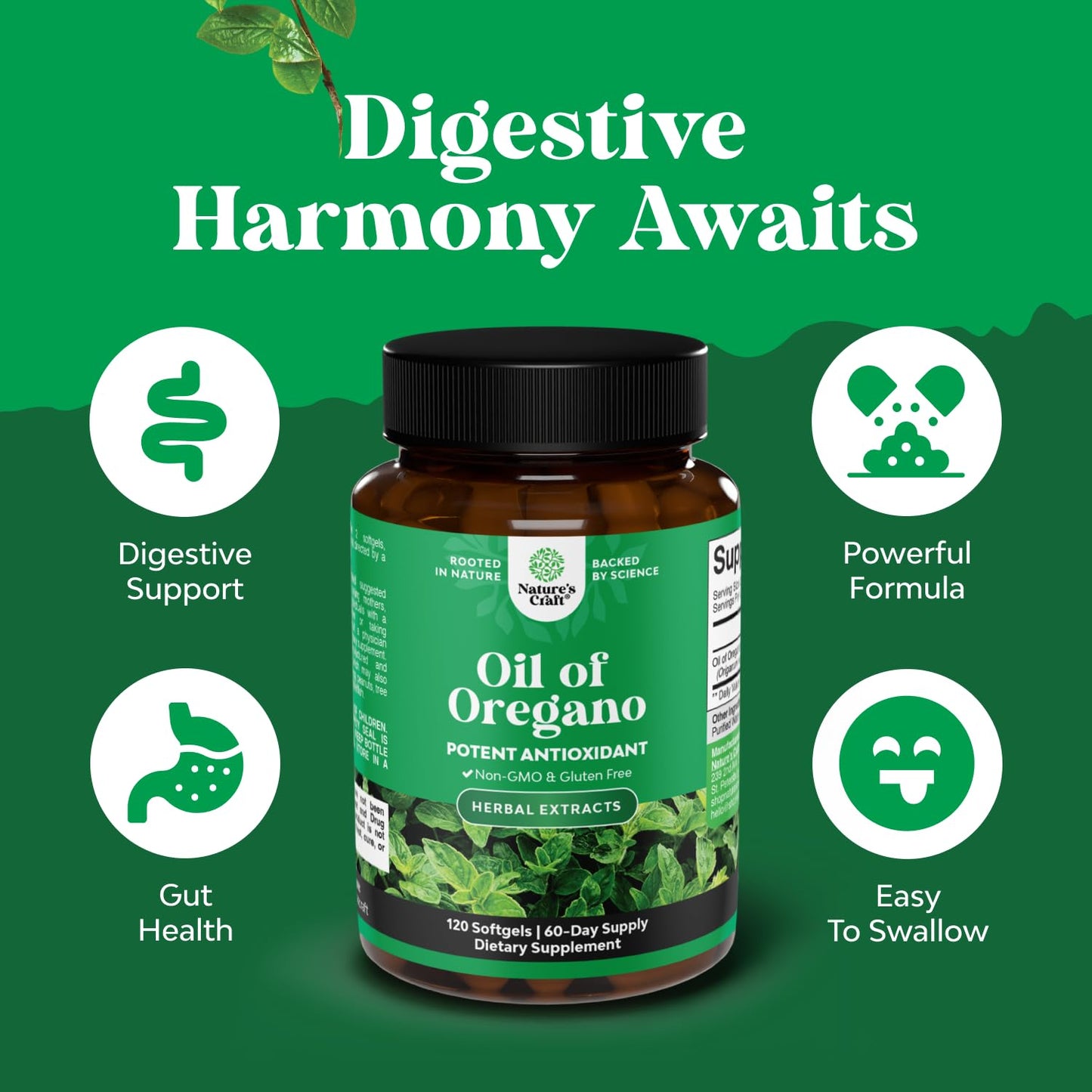 Natures Craft Wild Oregano Oil Softgels, 120 Count