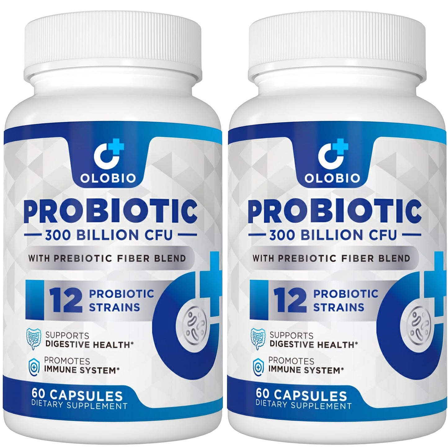 OLOBIO 300 Billion CFU Probiotic, 12 Strains with 3 Organic Prebiotics, 120 Capsules