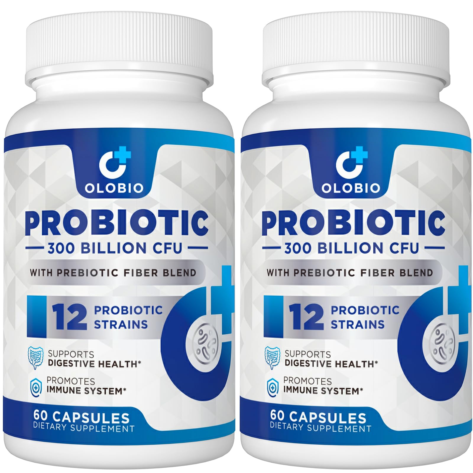 OLOBIO 300 Billion CFU Probiotic, 12 Strains with 3 Organic Prebiotics, 120 Capsules
