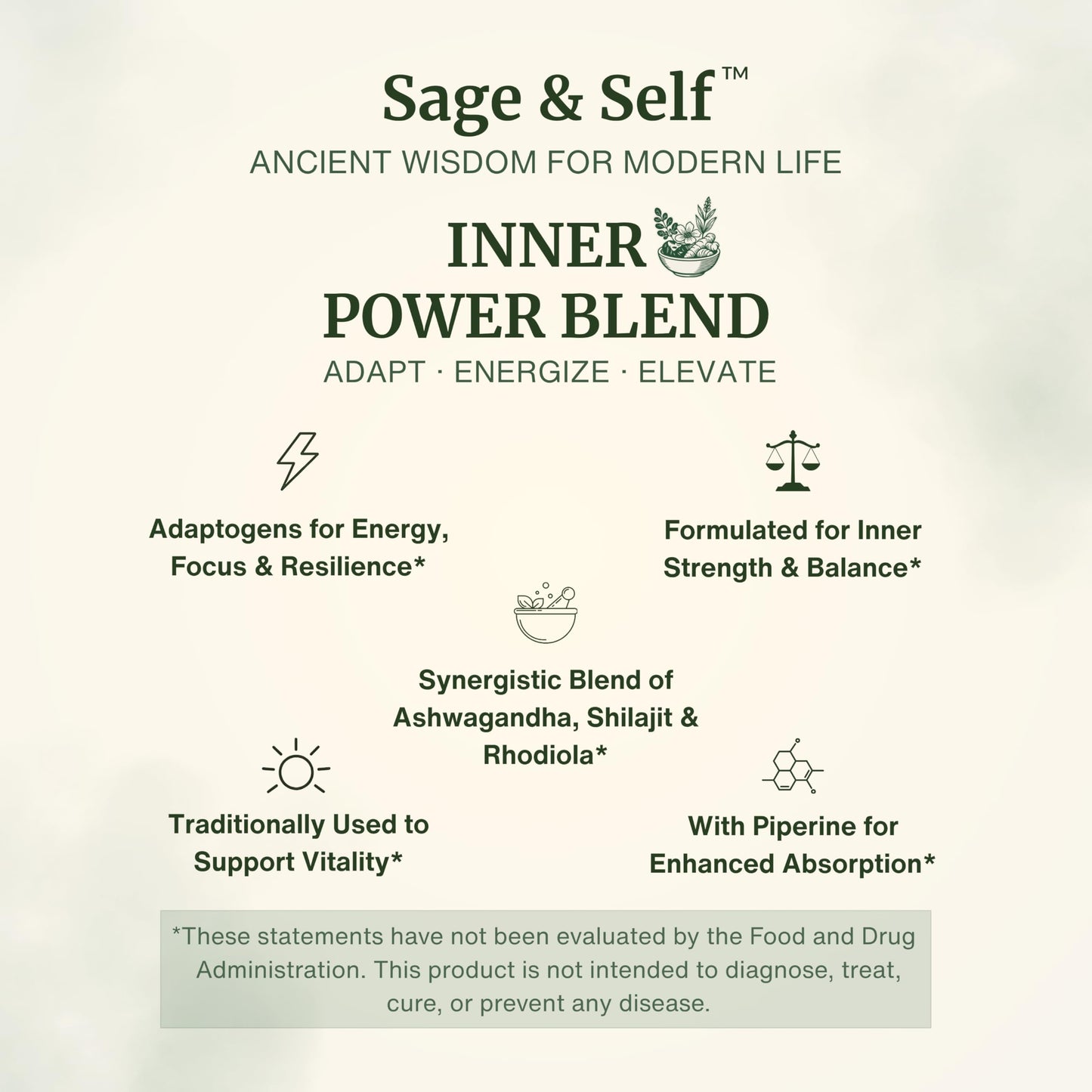 Sage & Self Inner Power Capsules, 60 Capsules
