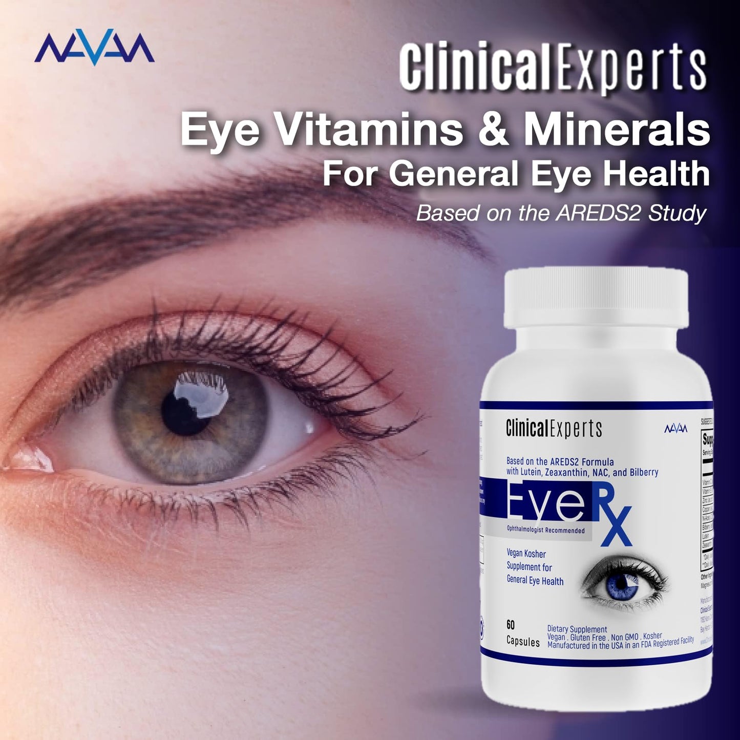 Navan EyeRx Antioxidant AREDS 2 Eye Vitamins & Minerals Capsule 60 Count