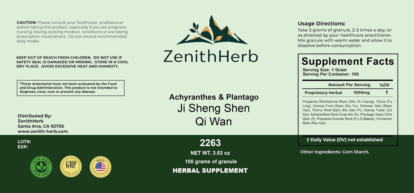 ZenithHerb Ji Sheng Shen Qi Wan/Achyranthes & Plantago Powder 3.53 Ounce