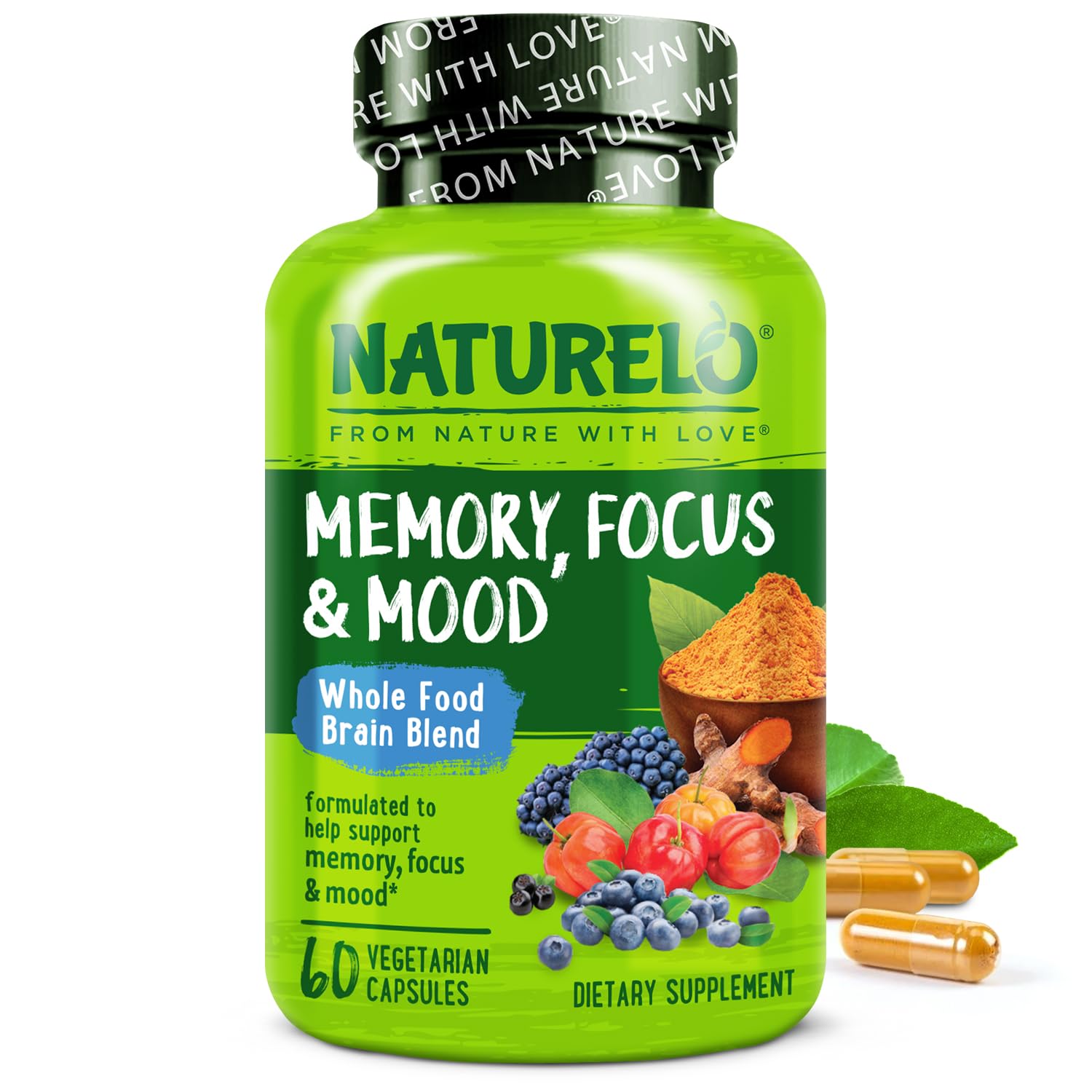 NATURELO Whole Food Brain Supplement Capsule 60 Count