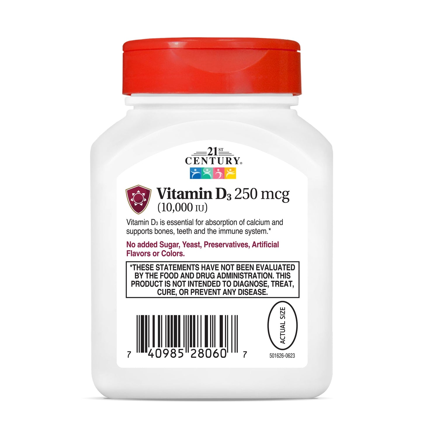 21st Century Vitamin D3 250 mcg (10,000 IU) Rapid Release Softgels, 110 Count