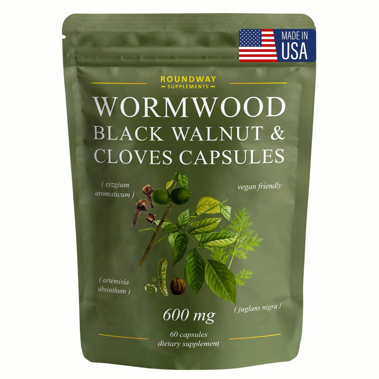 Roundway Supplements Wormwood Black Walnut Hull and Clove Capsules 60 Capsules